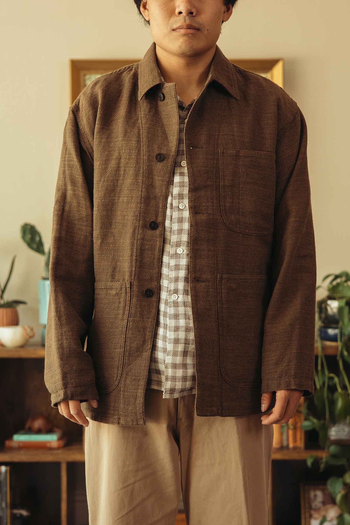 Beams Plus - MIL Chore Jacket Cotton Linen - Brown - Canoe Club