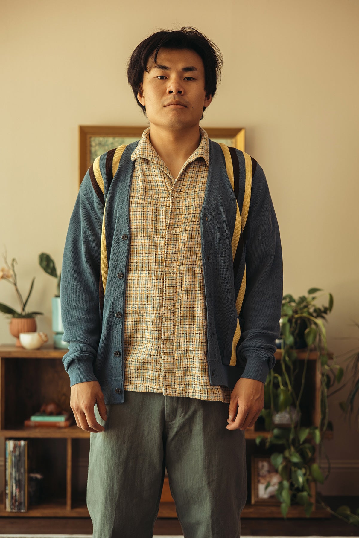 Beams Plus - Cardigan Stripe - Blue - Canoe Club