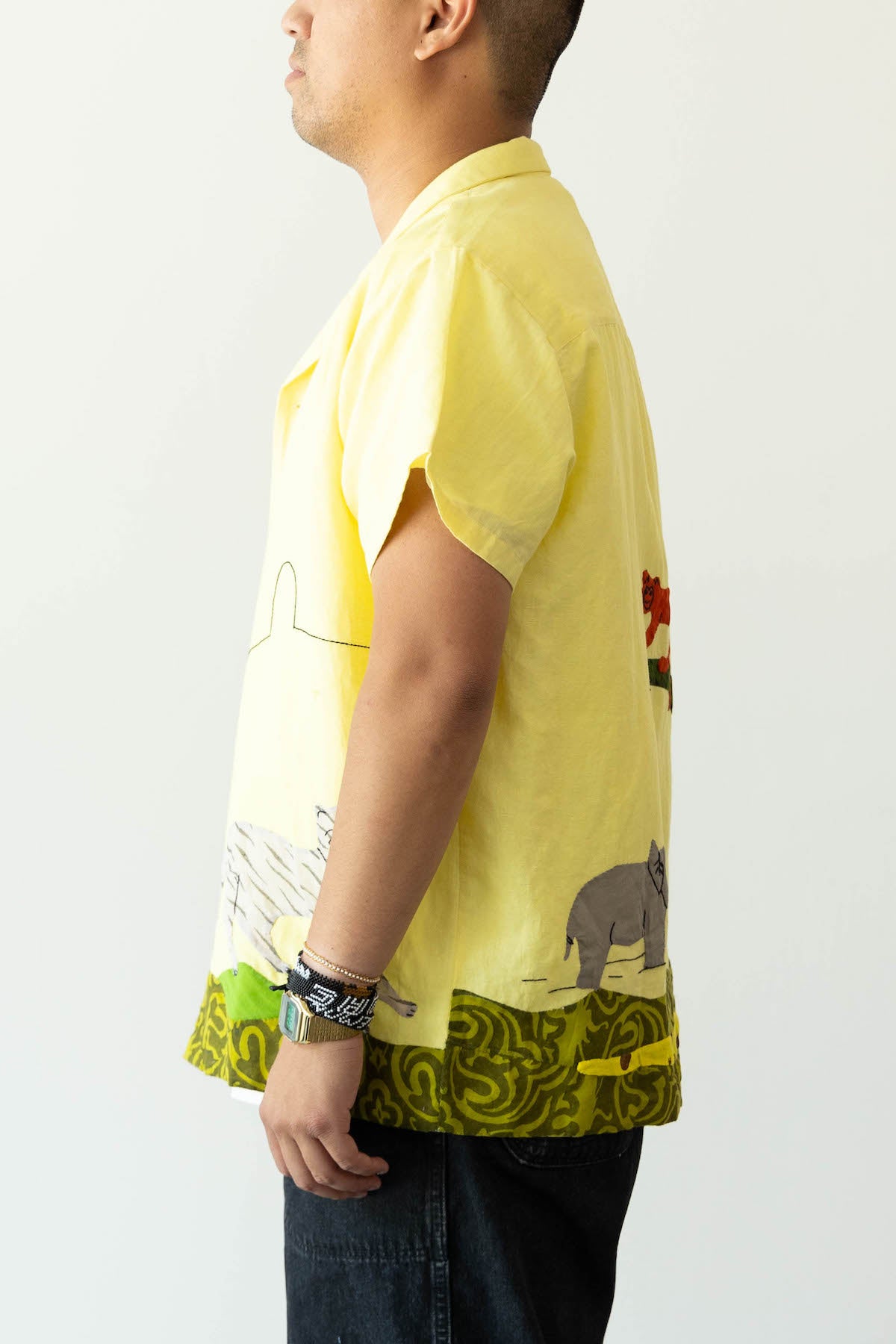 Harago - Jungle Scene Applique Shirt - Lime Green - Canoe Club