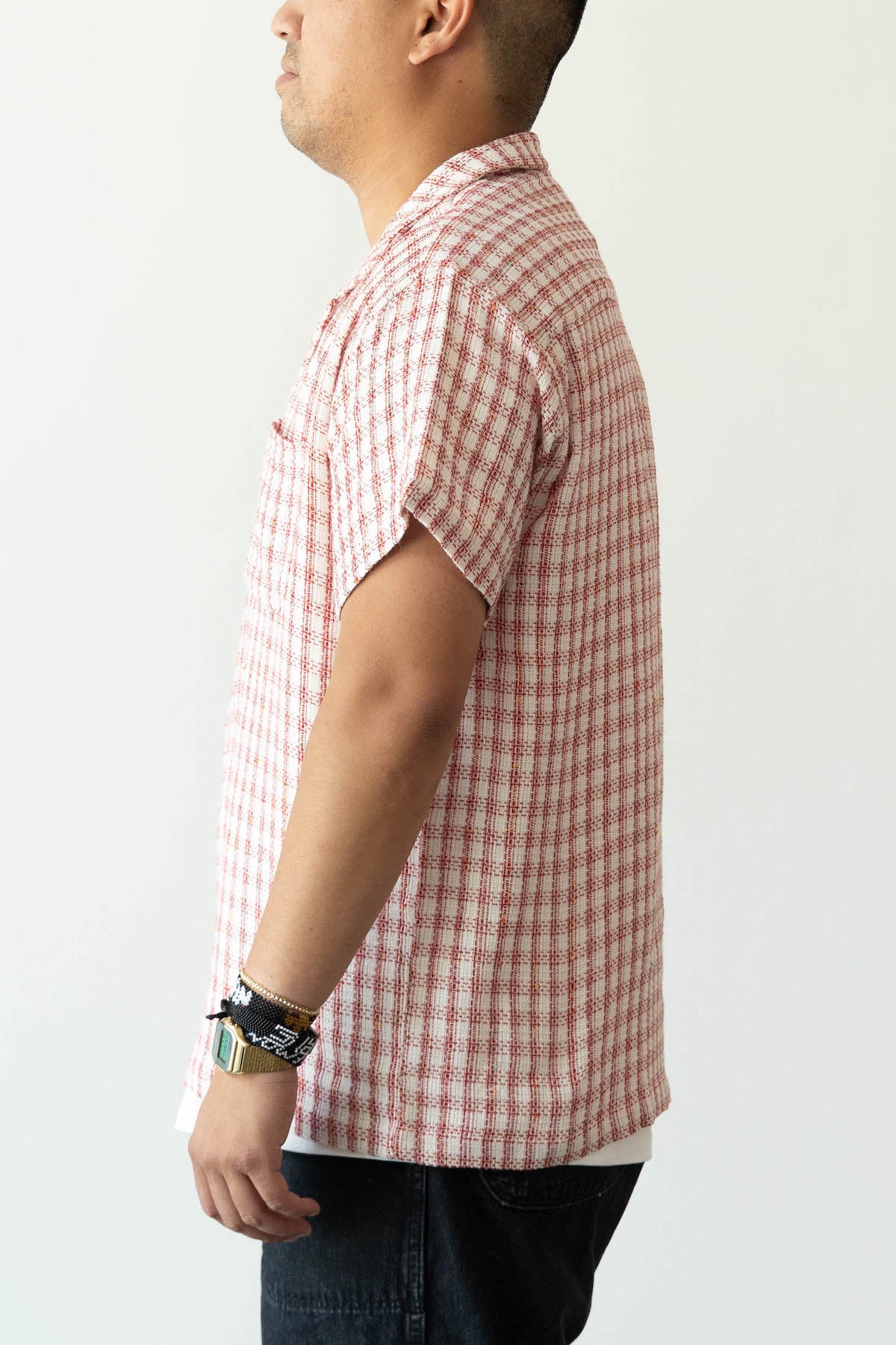 Harago - Textured Cotton Shirt - Red/White - Canoe Club