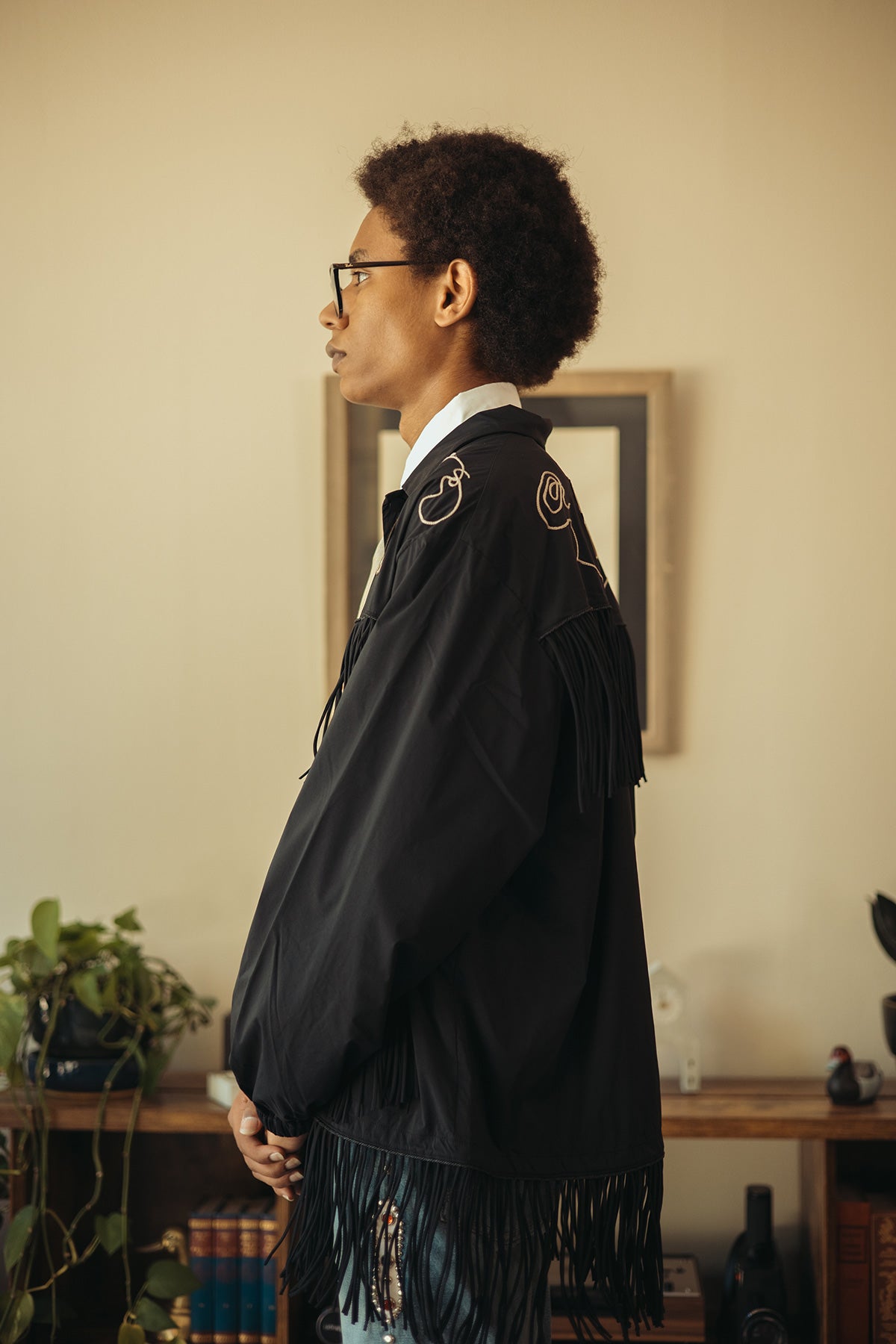 Kapital - Stretch Nylon Fringed Coach JKT - Black - Canoe Club
