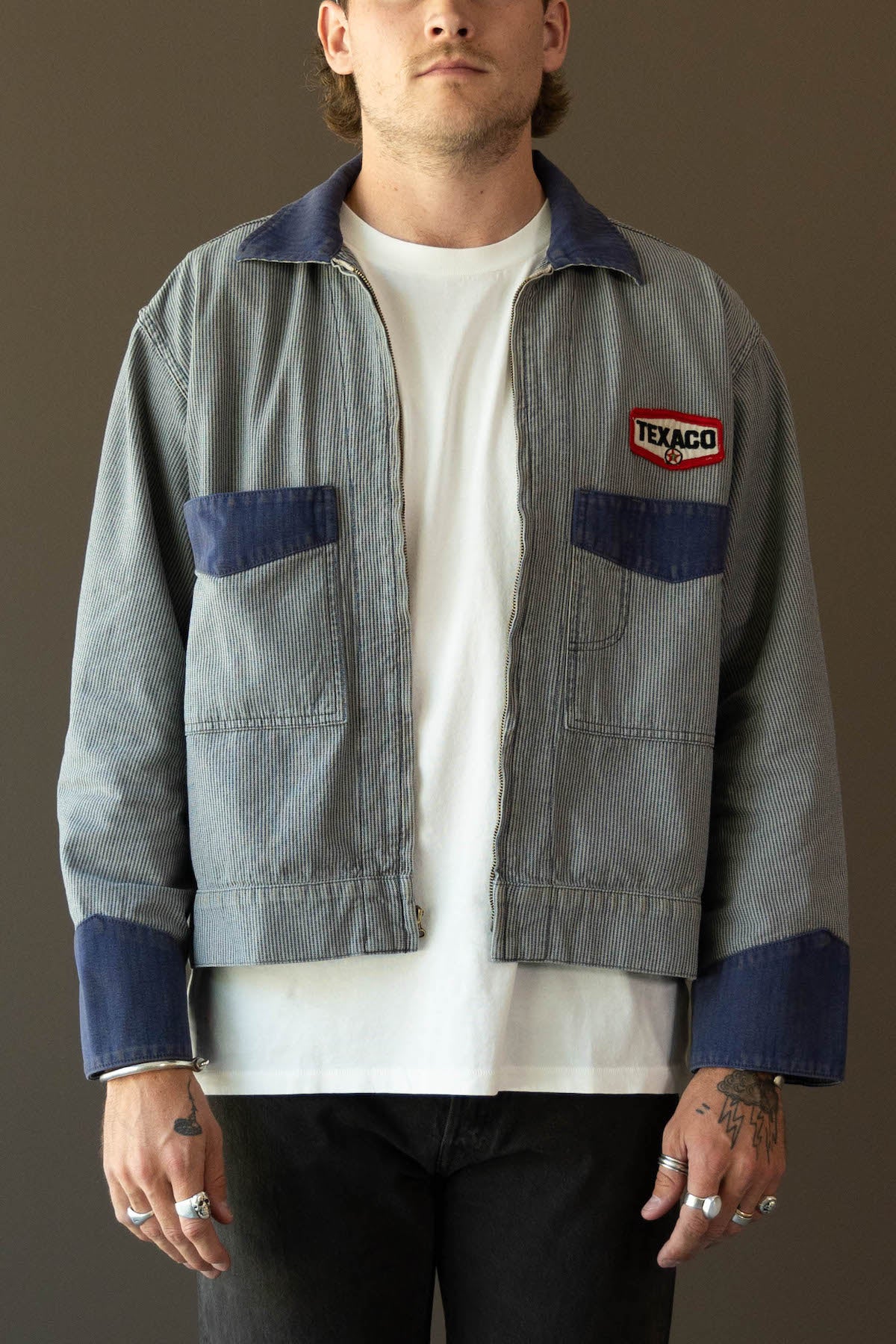 RE/DONE - Milk Man Jacket - Cement Pin Stripe/Navy - Canoe Club