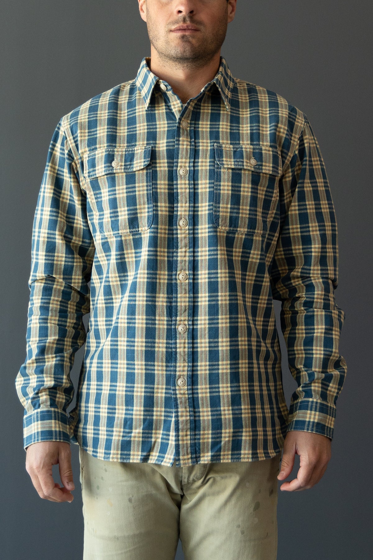 RRL - Plaid Woven Workshirt - Blue/Yellow - Canoe Club