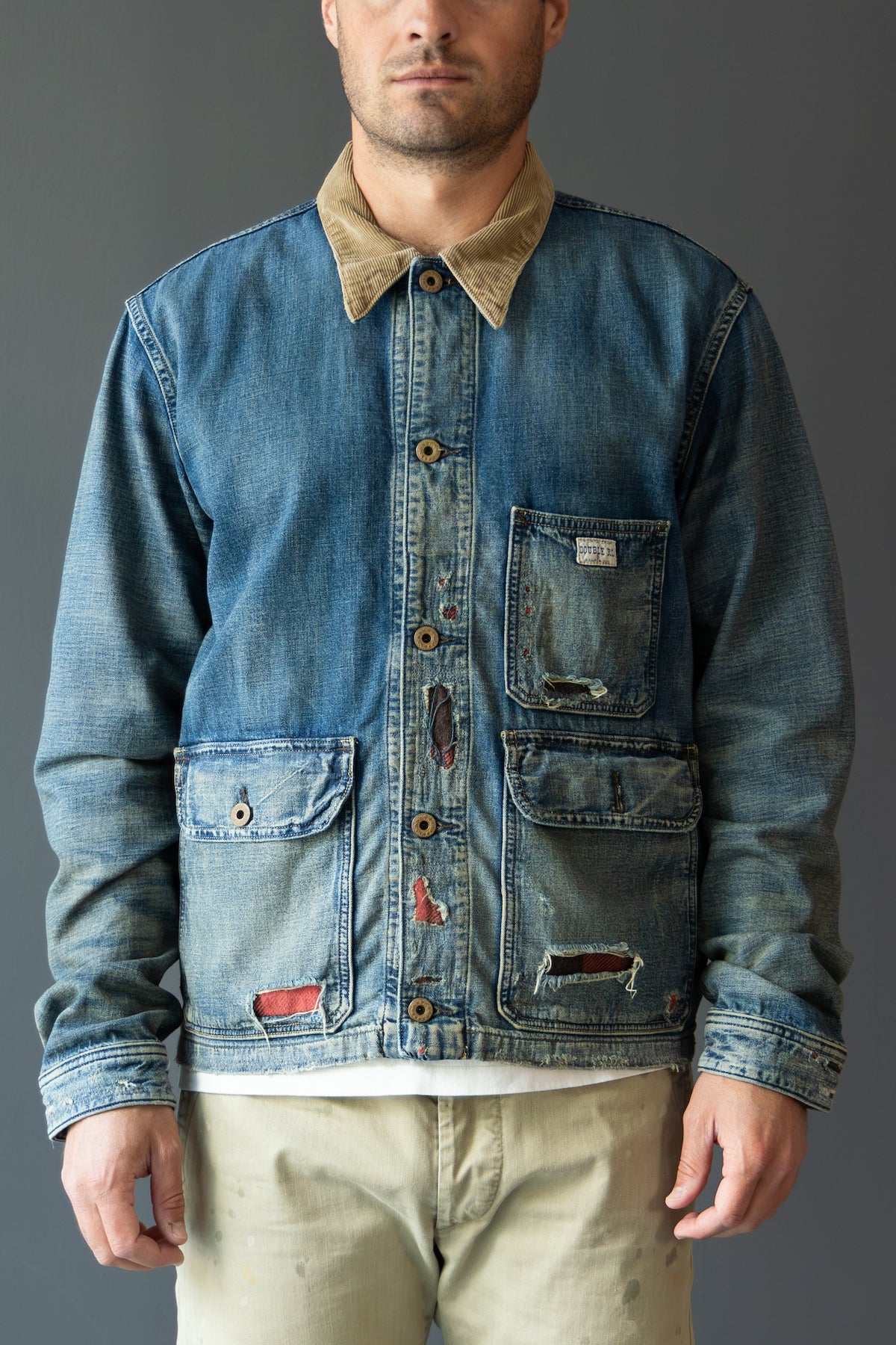 RRL - Indigo Cotton-Linen Denim Work Jacket - Repaired Campton Wash - Canoe Club