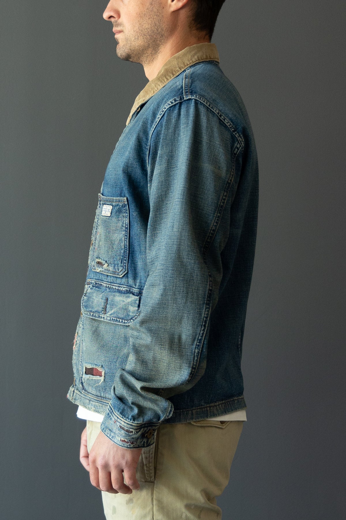 RRL - Indigo Cotton-Linen Denim Work Jacket - Repaired Campton Wash - Canoe Club