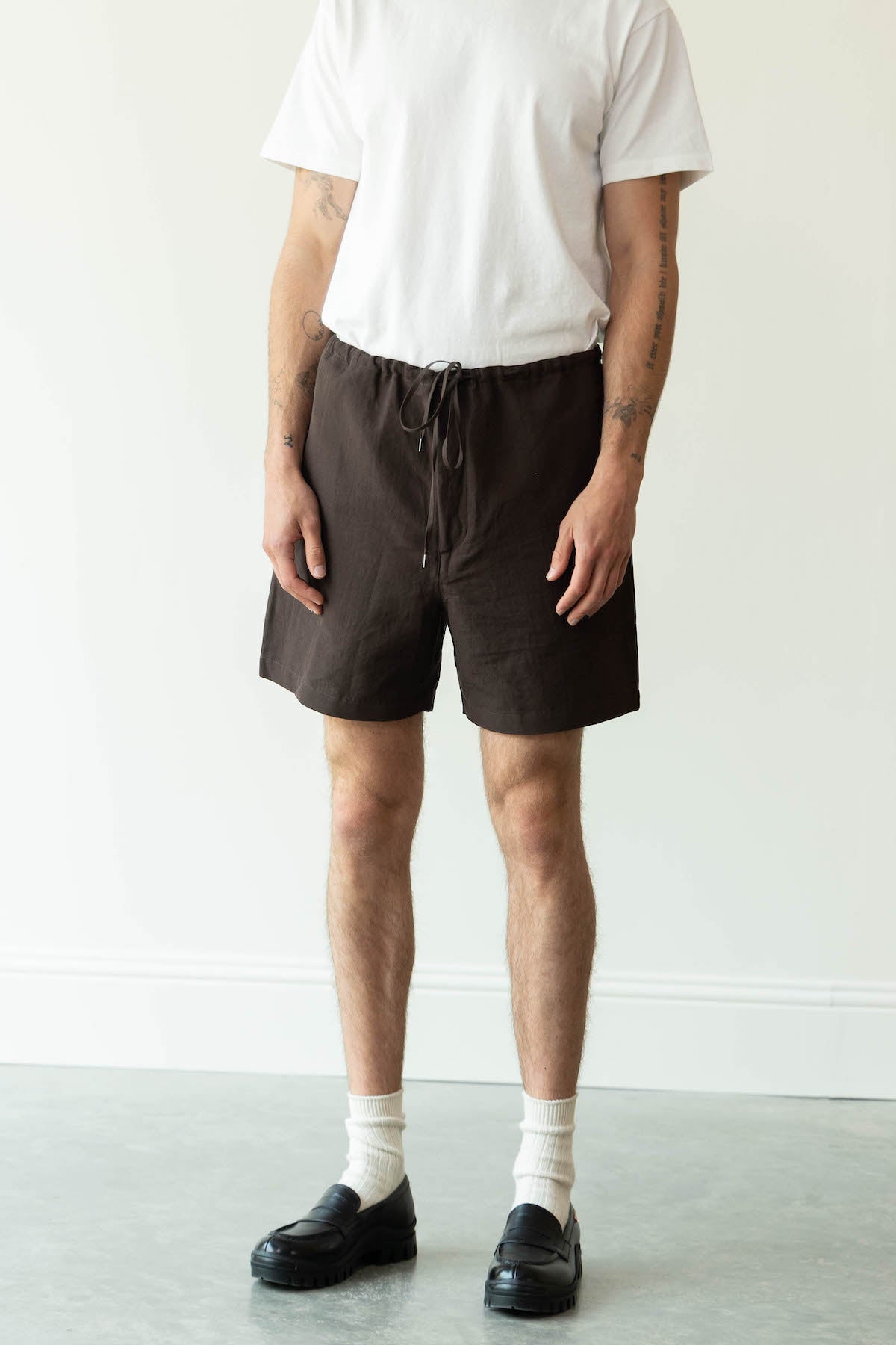 Auralee - High Density Finx Linen Weather Easy Shorts - Brown - Canoe Club