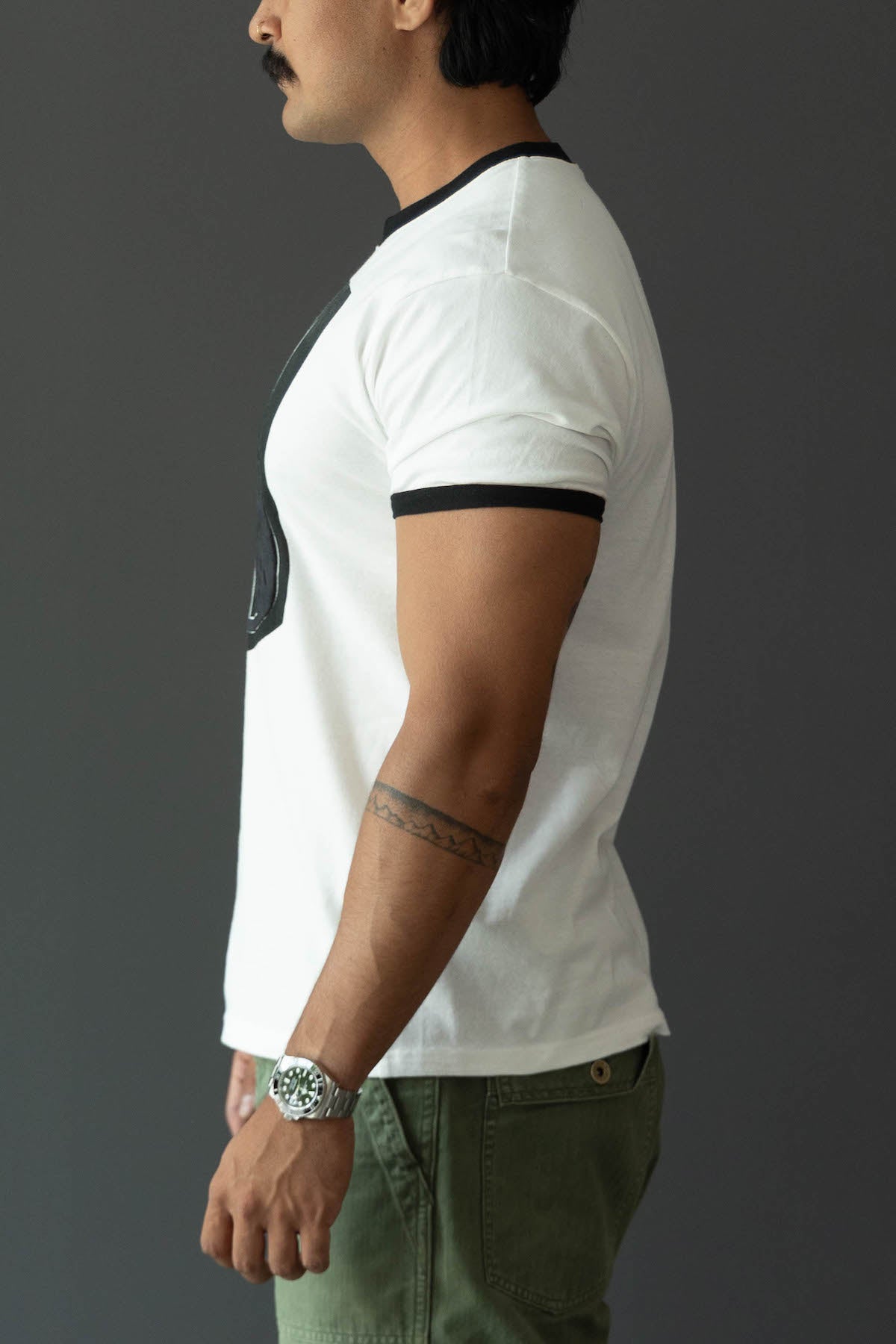 Kapital - 20/-Jersey Ringer T (DENIM MEN LOVE CATS SCRATCH) - White - Canoe Club