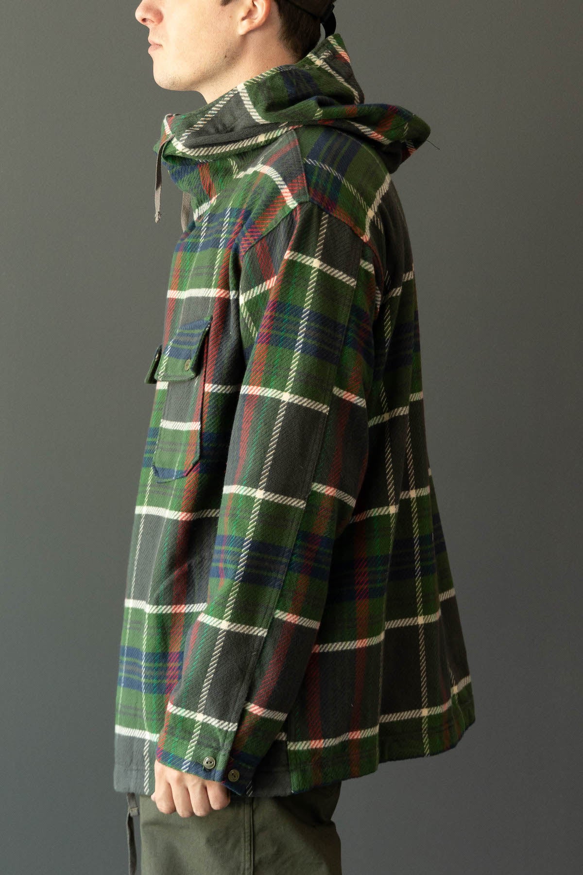 Engineered Garments - Cagoule Shirt - Olive Cotton Heavy Twill Plaid - Canoe Club