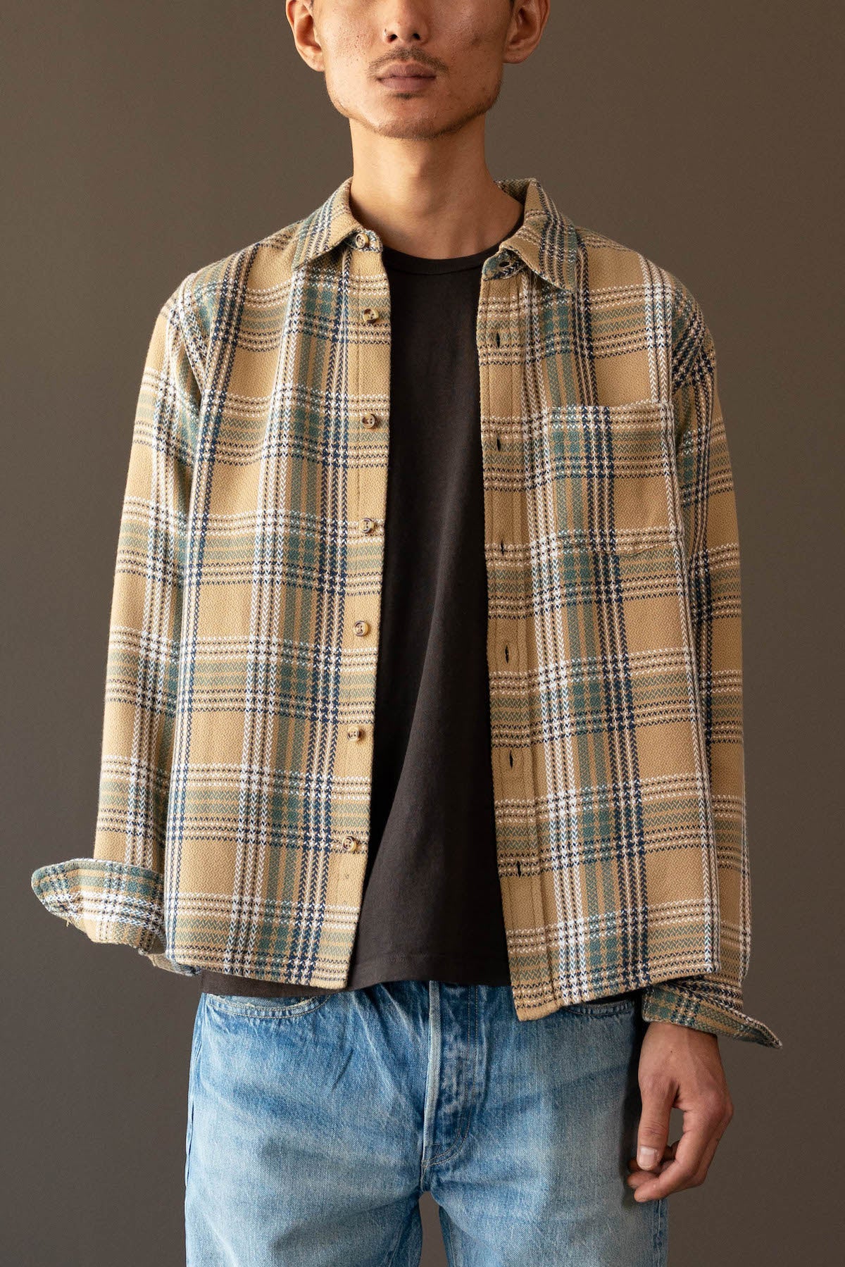 Corridor - Acid Plaid Stag Longsleeve - Tan - Canoe Club