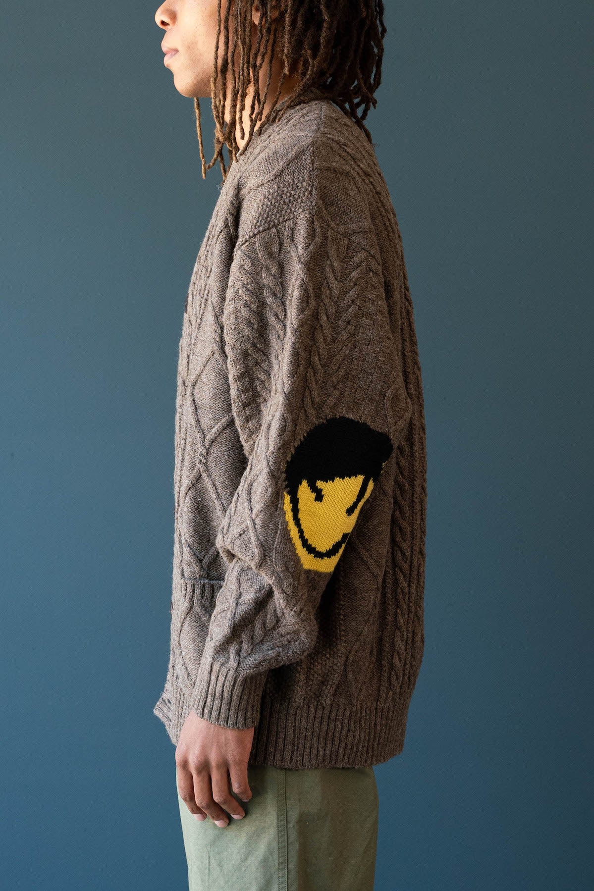 Kapital - 5G Wool Cable Knit Elbow-CATPITAL Cardigan - Moca Brown - Canoe Club