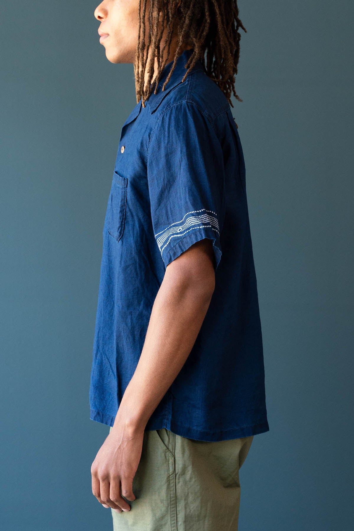 Kapital - French Cloth Linen WRANGLE Collar Aloha Shirt (SOUFFLEMON) - Indigo - Canoe Club