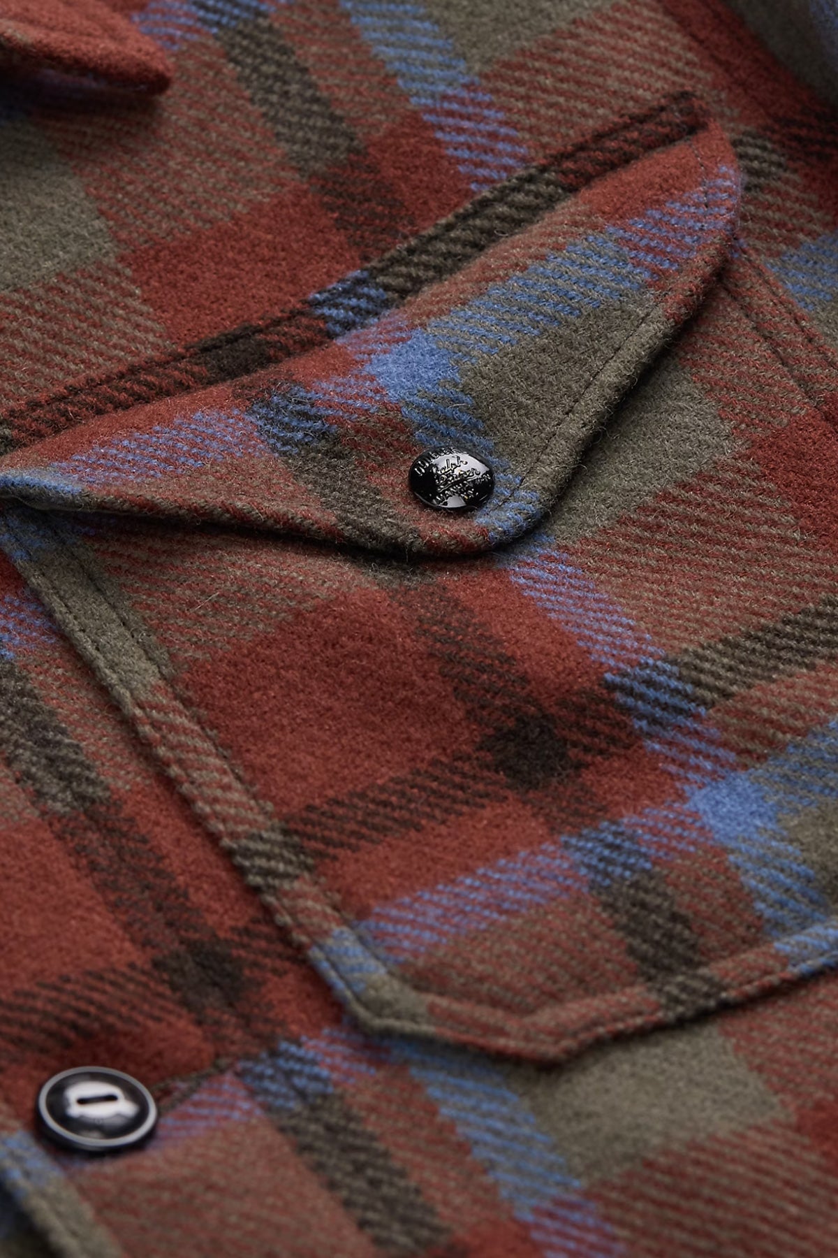 RRL - Plaid Wool Twill Shirt Jacket - Maroon Plaid - Canoe Club