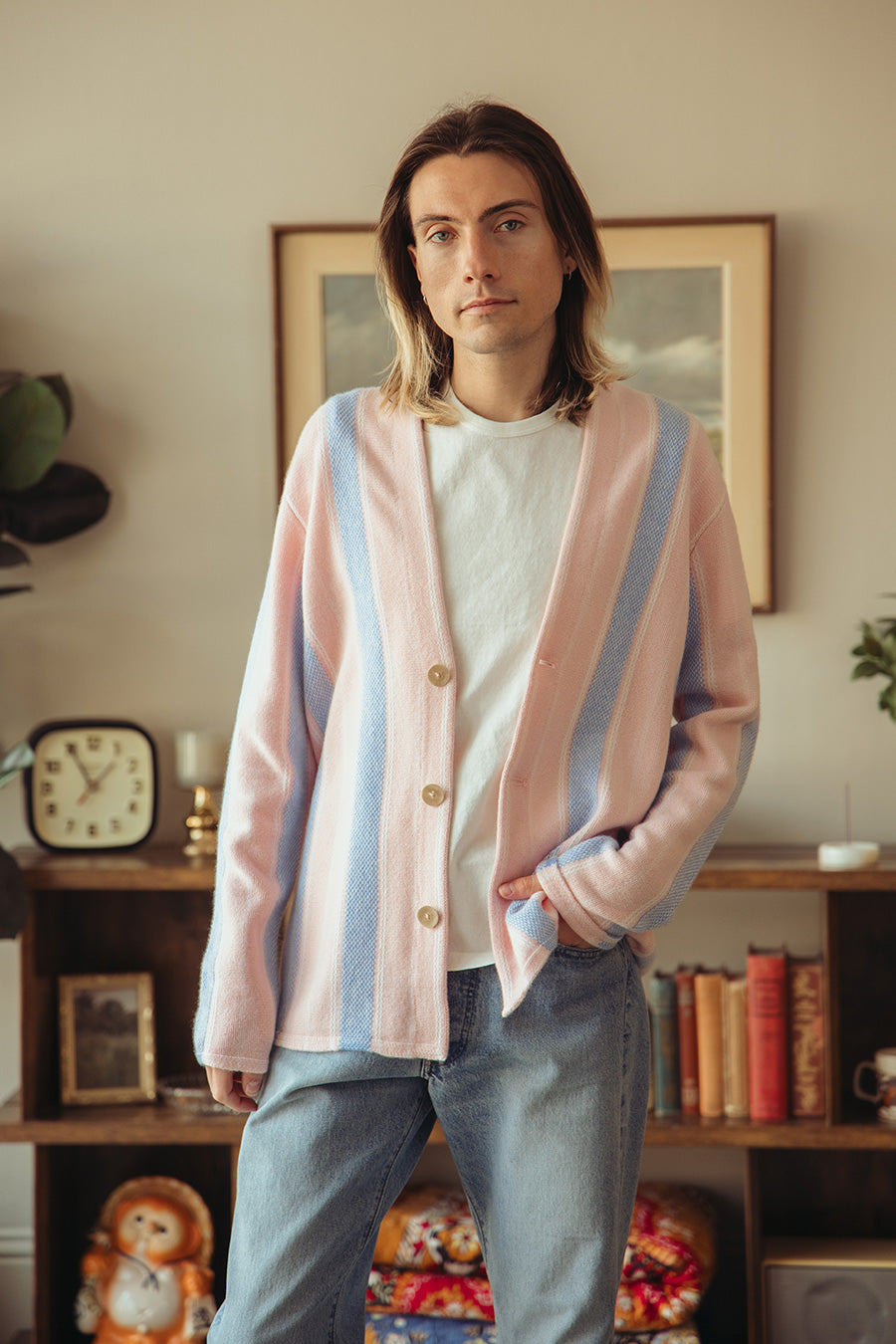 Guest In Residence - Baja Everywear Cardigan - Powder Pink Combo - Canoe Club