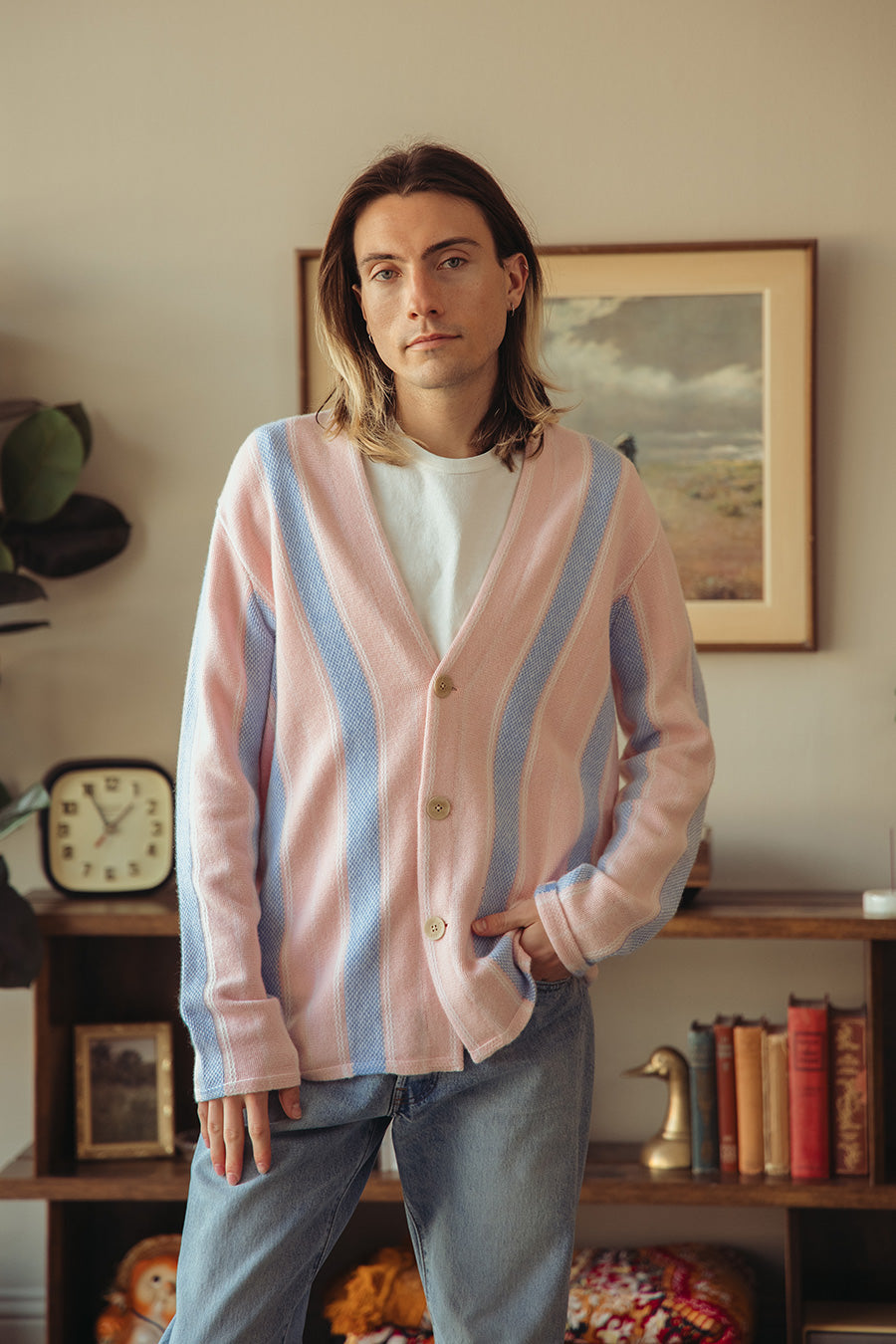 Guest In Residence - Baja Everywear Cardigan - Powder Pink Combo - Canoe Club
