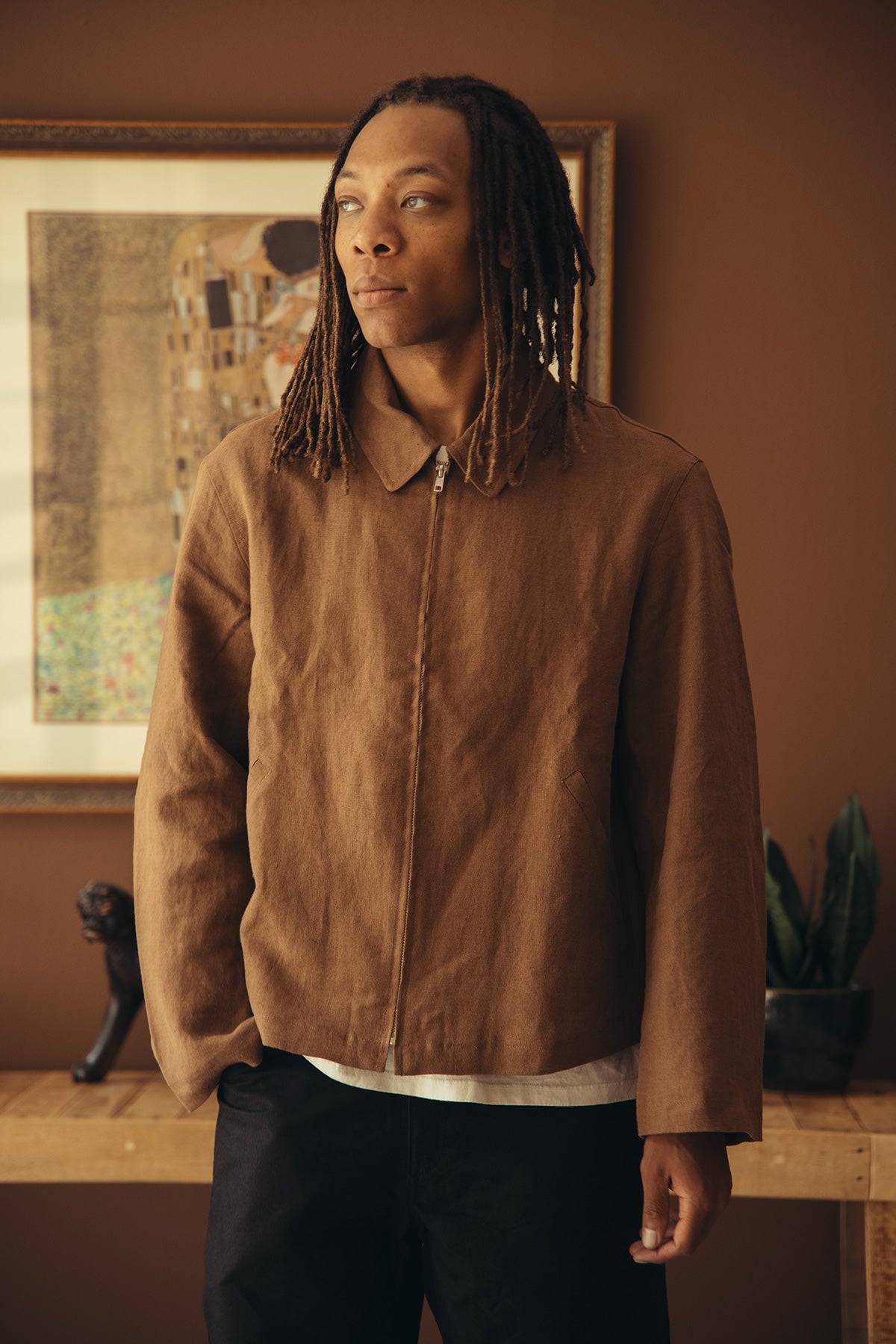 James Coward - Site Jacket - Corsica Brown Welterweight Belgian Linen - Canoe Club