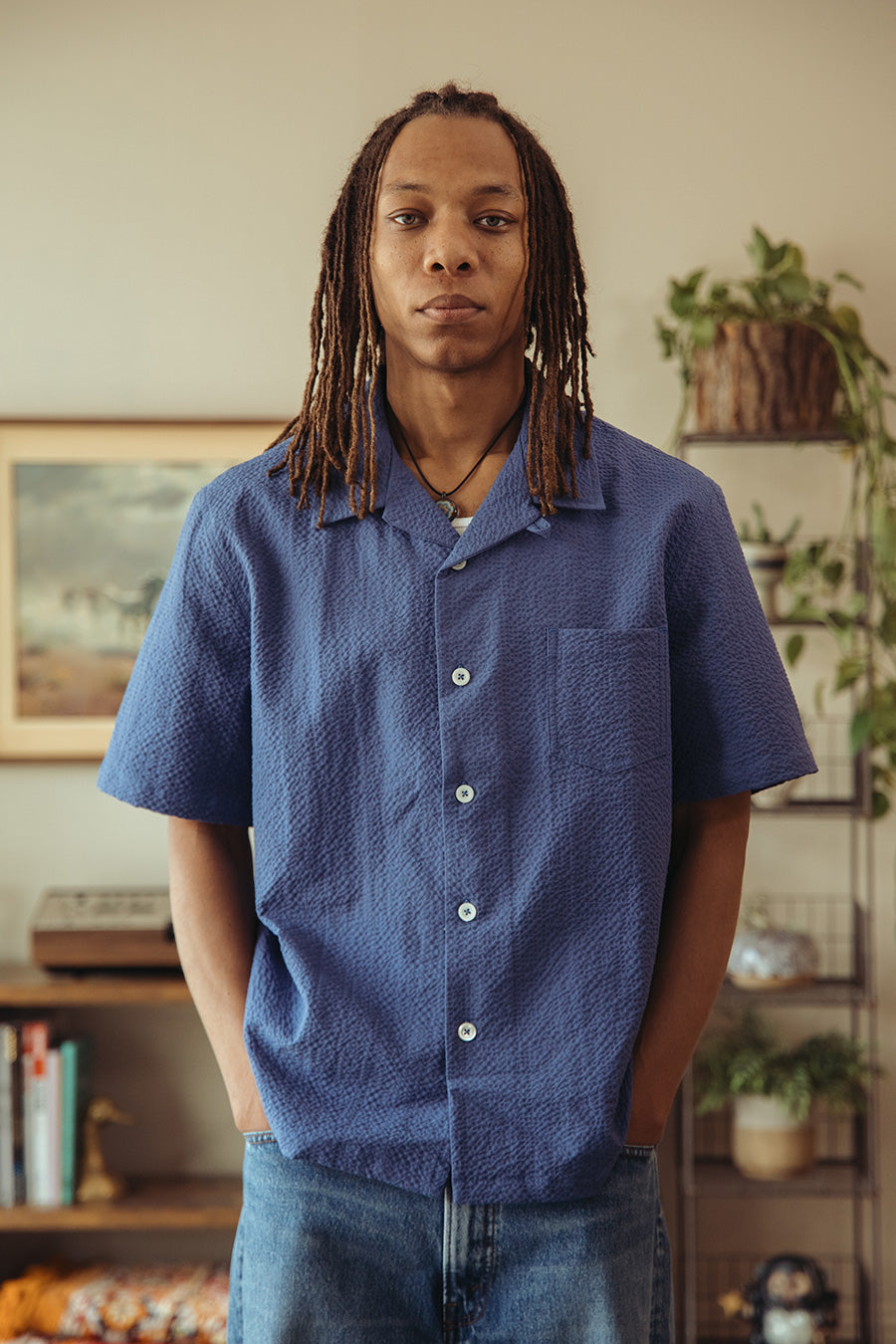 Howlin' - Seersucker Cocktail Shirt - Blue - Canoe Club
