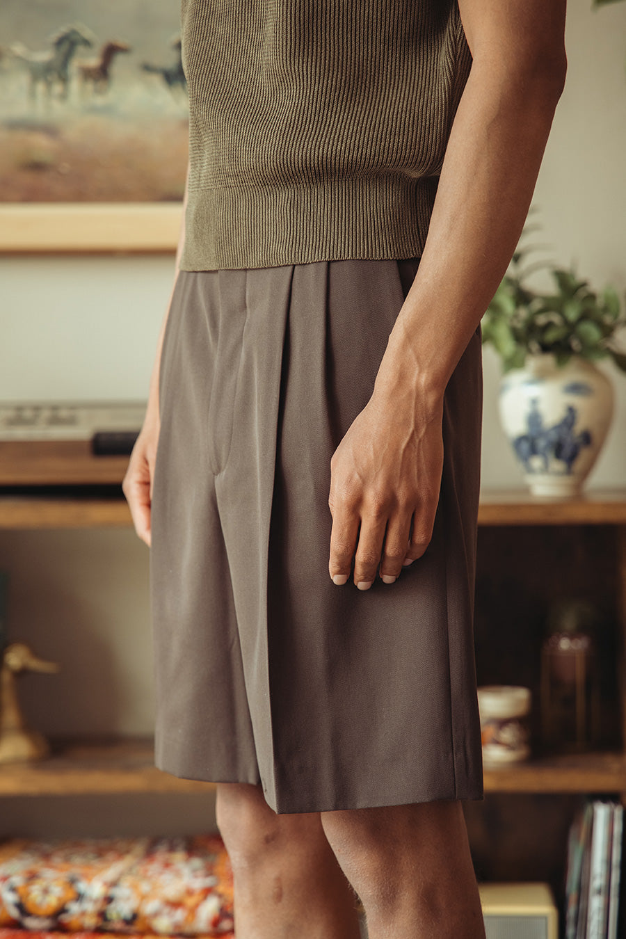 Auralee - Light Wool Max Gabardine Shorts - Dark Brown - Canoe Club