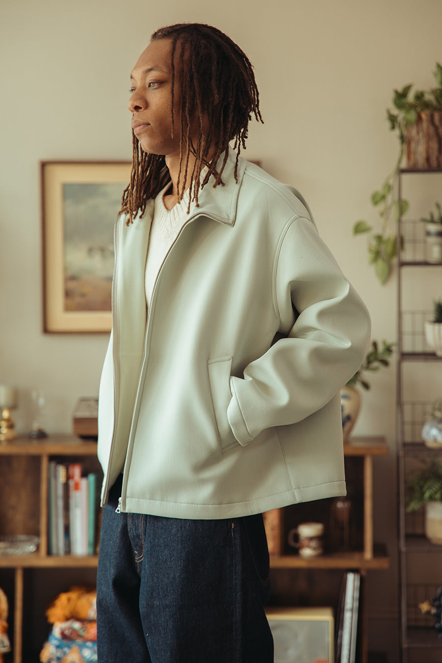 Auralee - Sponge Wool Twill Zip Blouson - Pale Green - Canoe Club