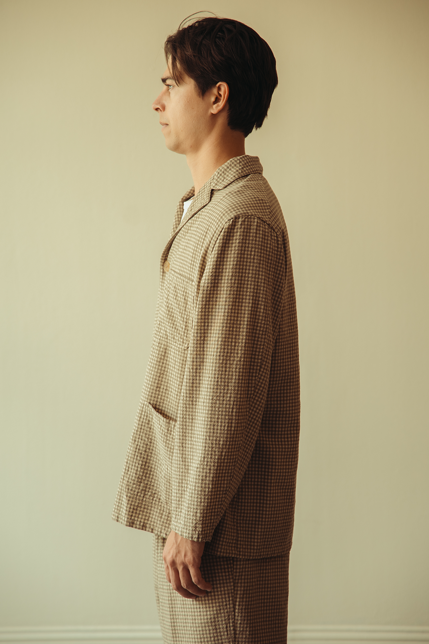 Herill - Rigid Woolcheck Jacket - Beige - Canoe Club