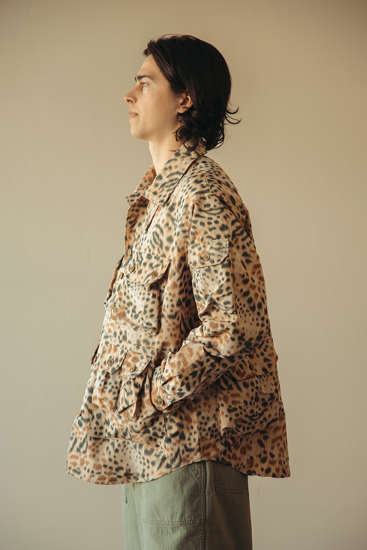 Engineered Garments - Explorer Shirt Jacket - Brown Polyester Leopard - Canoe Club