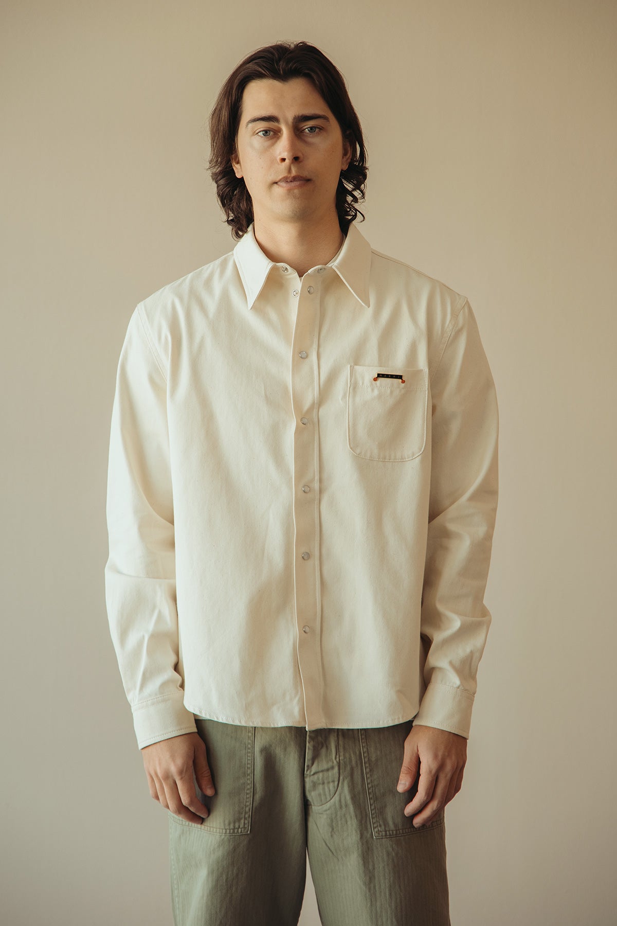 Marni - Colored Light Denim Western Shirt - Bone - Canoe Club