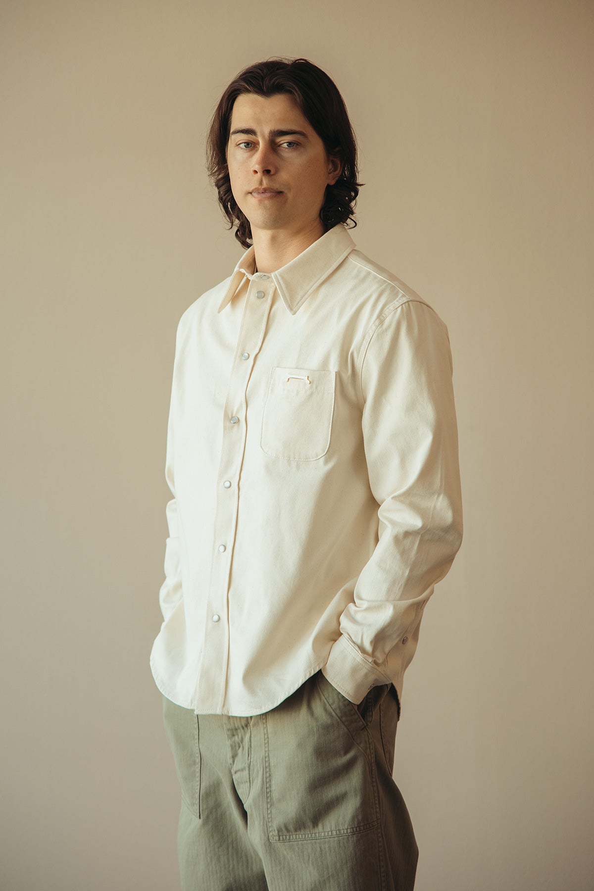 Marni - Colored Light Denim Western Shirt - Bone - Canoe Club