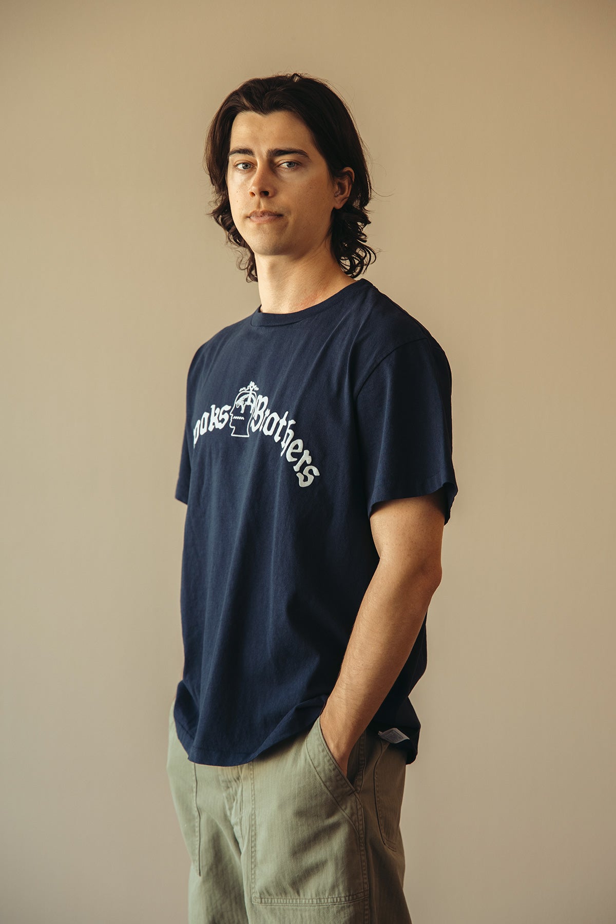 Brain Dead - Brain Dead x Brooks Brothers California Logo Tubular Tee - Navy - Canoe Club