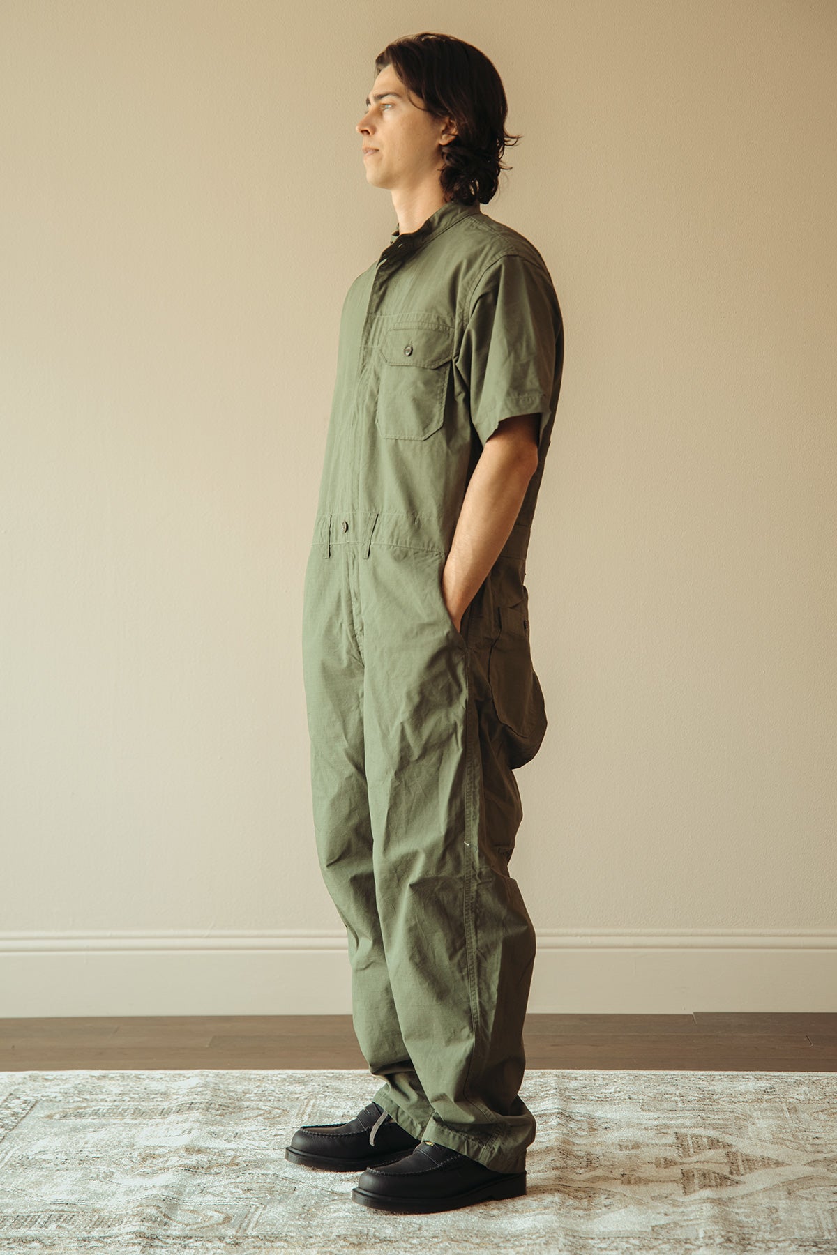 Engineered Garments - Coverall Suit - Olive Cotton Ripstop - Canoe Club