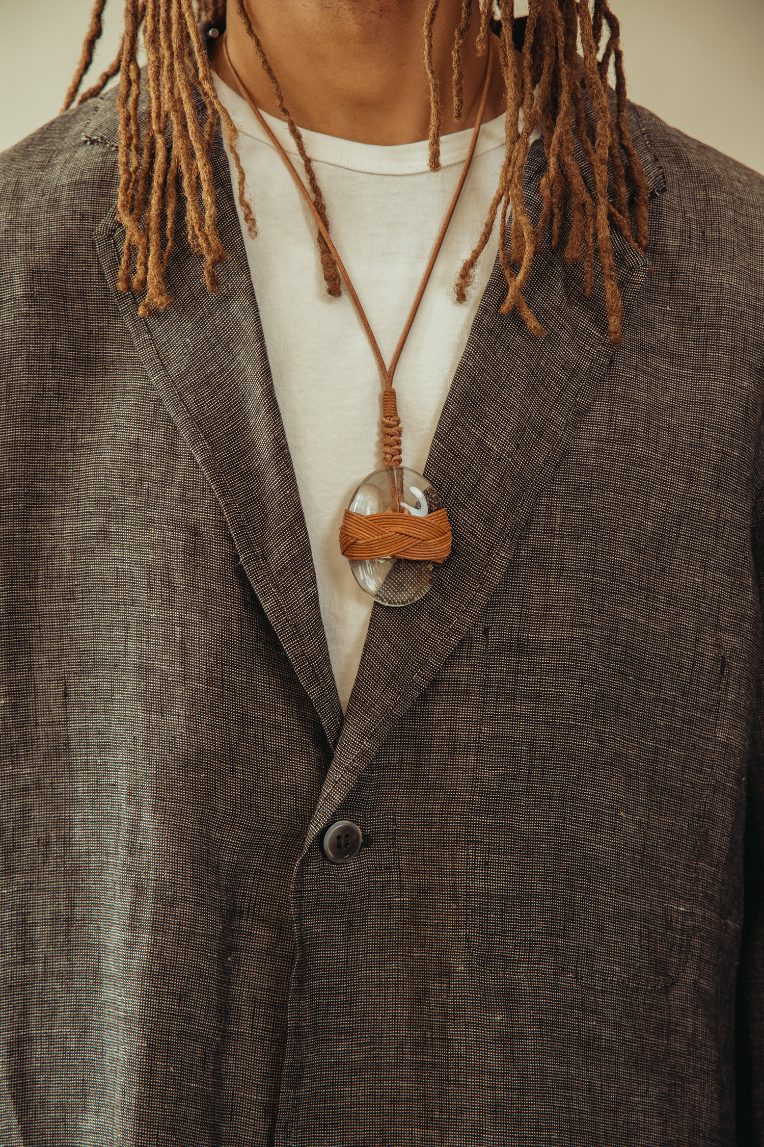 Seya - Yui Musubi Drop Necklace - Transparent/Natural Brown - Canoe Club