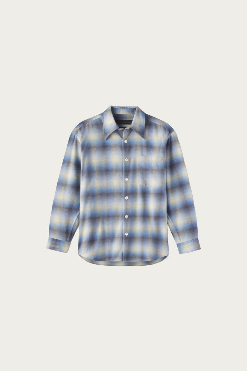 デッドL90s Ombre shadow plaid Print flannel Aaron Levine Shadow Flannel | Black | Canoe Club