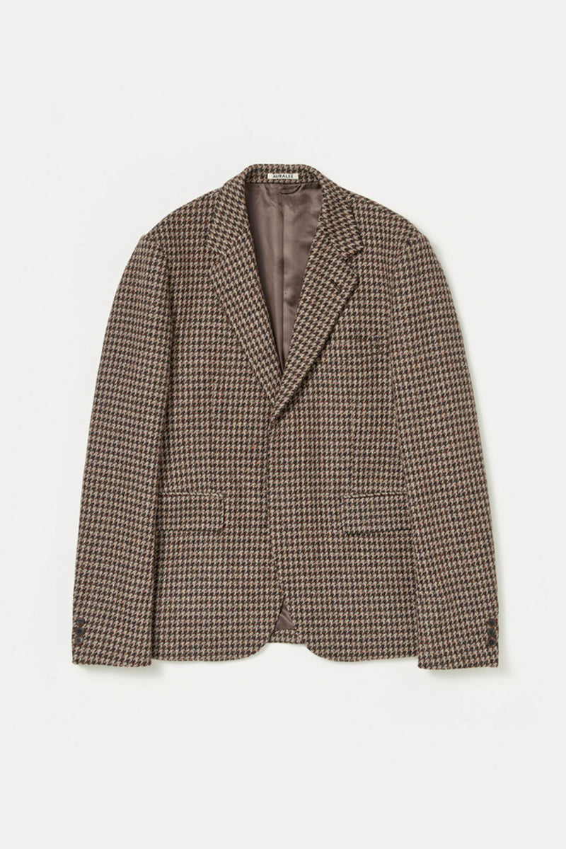 Auralee British Wool Tweed Over Jacket | Brown Tweed | Canoe Club
