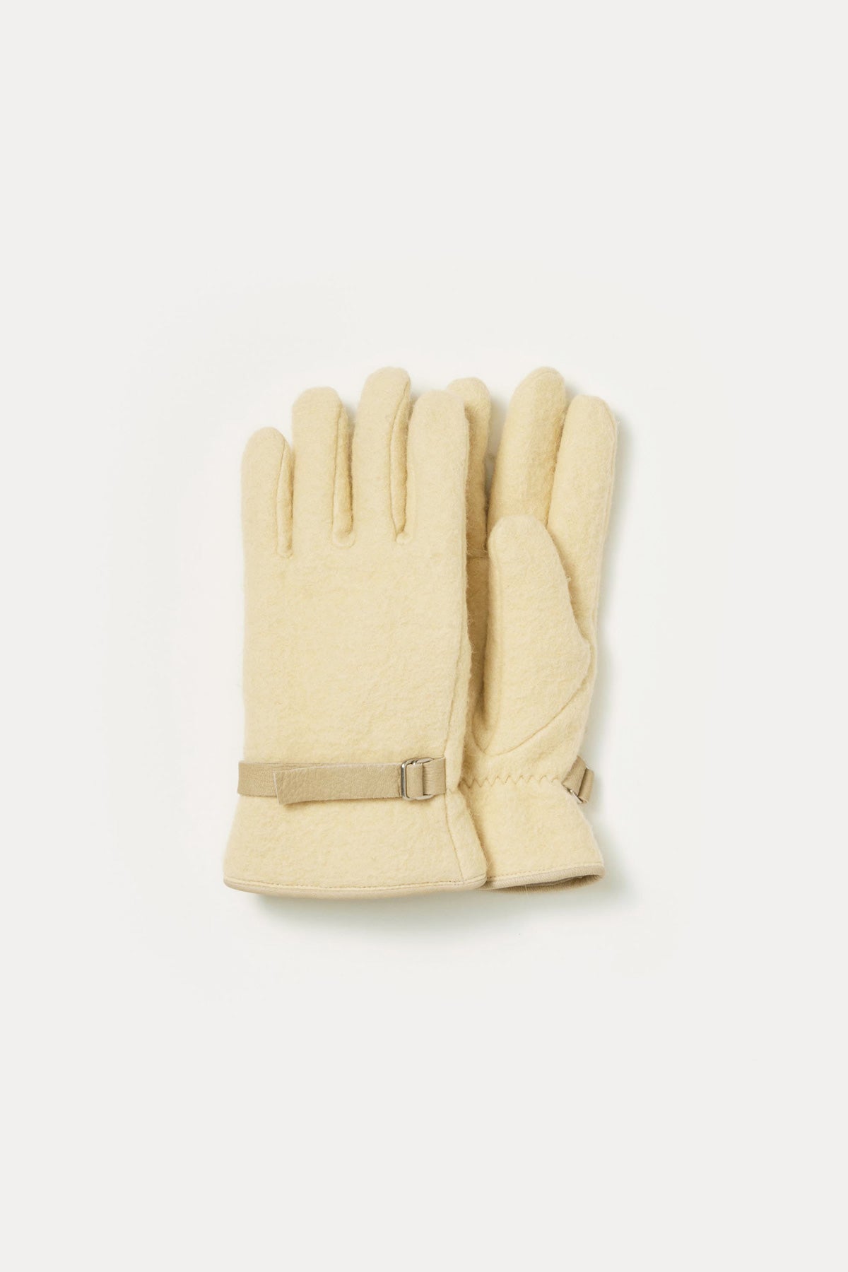 Auralee - Brushed Alpaca Wool Melton Gloves - Light Beige - Canoe Club