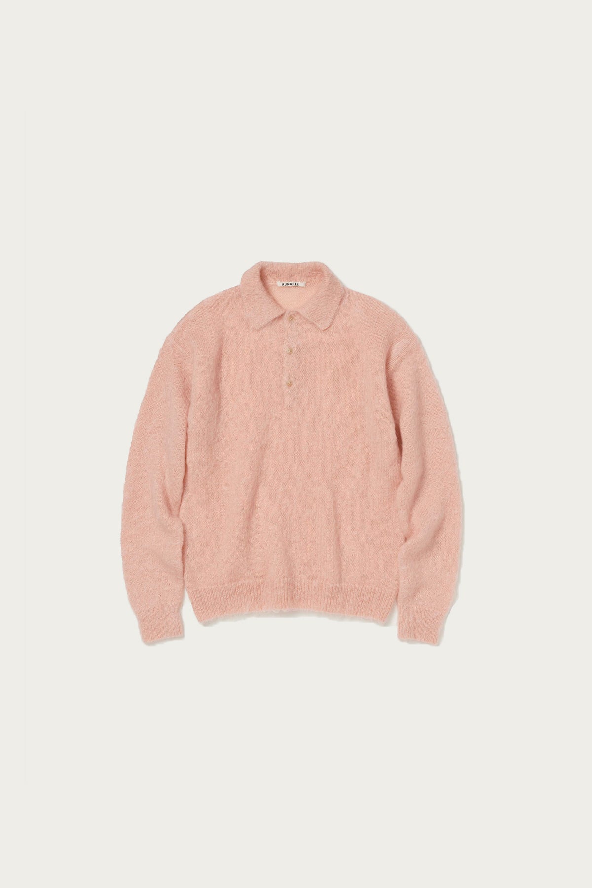 Auralee - Brushed Super Kid Mohair Knit Polo - Pink Beige - Canoe Club