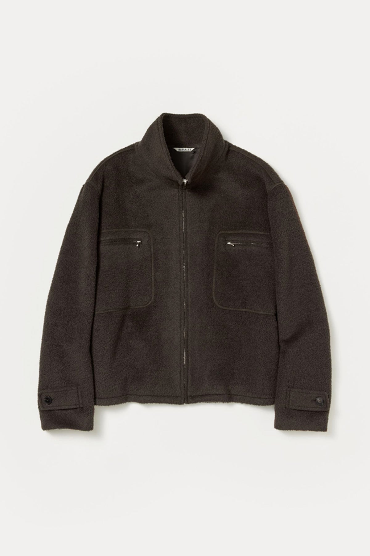 Auralee - Brushed Suri Alpaca Mohair Jacquard Zip Blouson - Dark Brown - Canoe Club
