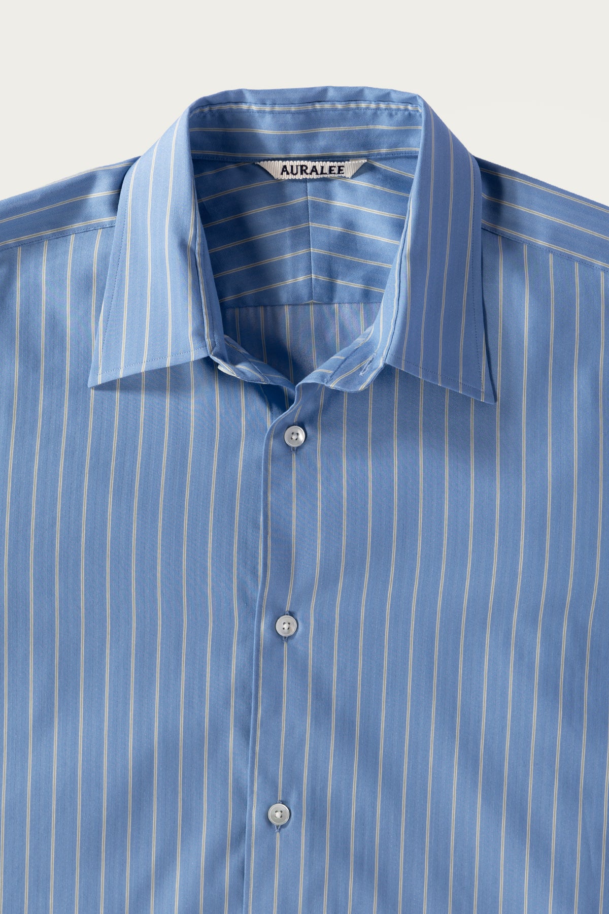 Auralee - Cotton Silk Stripe Shirt - Sax Blue Stripe - Canoe Club
