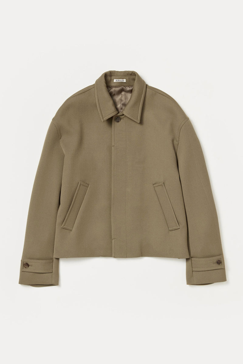 Auralee Double Cloth Hard Twist Carey Blouson | Khaki | Canoe Club