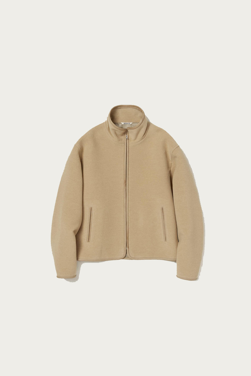 Auralee Double Cloth Heavy Wool Pile Zip Blouson | Beige | Canoe Club