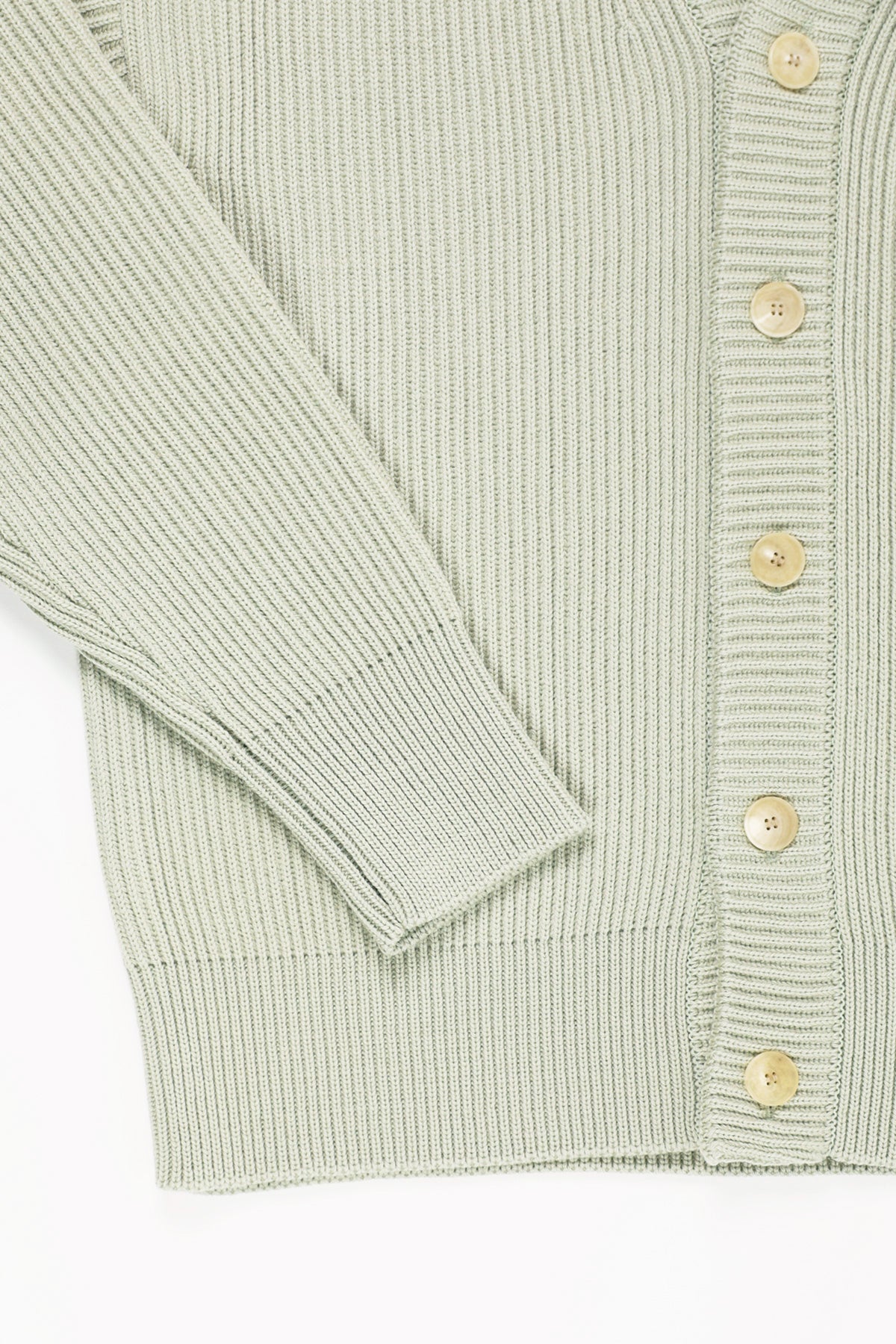Auralee - French Merino Rib Knit Cardigan - Light Khaki - Canoe Club