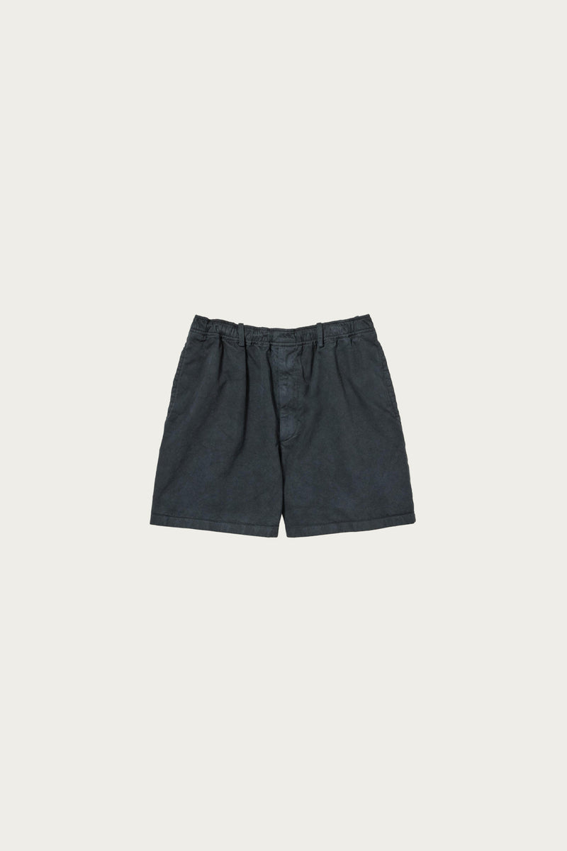 Auralee Garment-Dyed Finx Light Chino Shorts | Black | Canoe Club