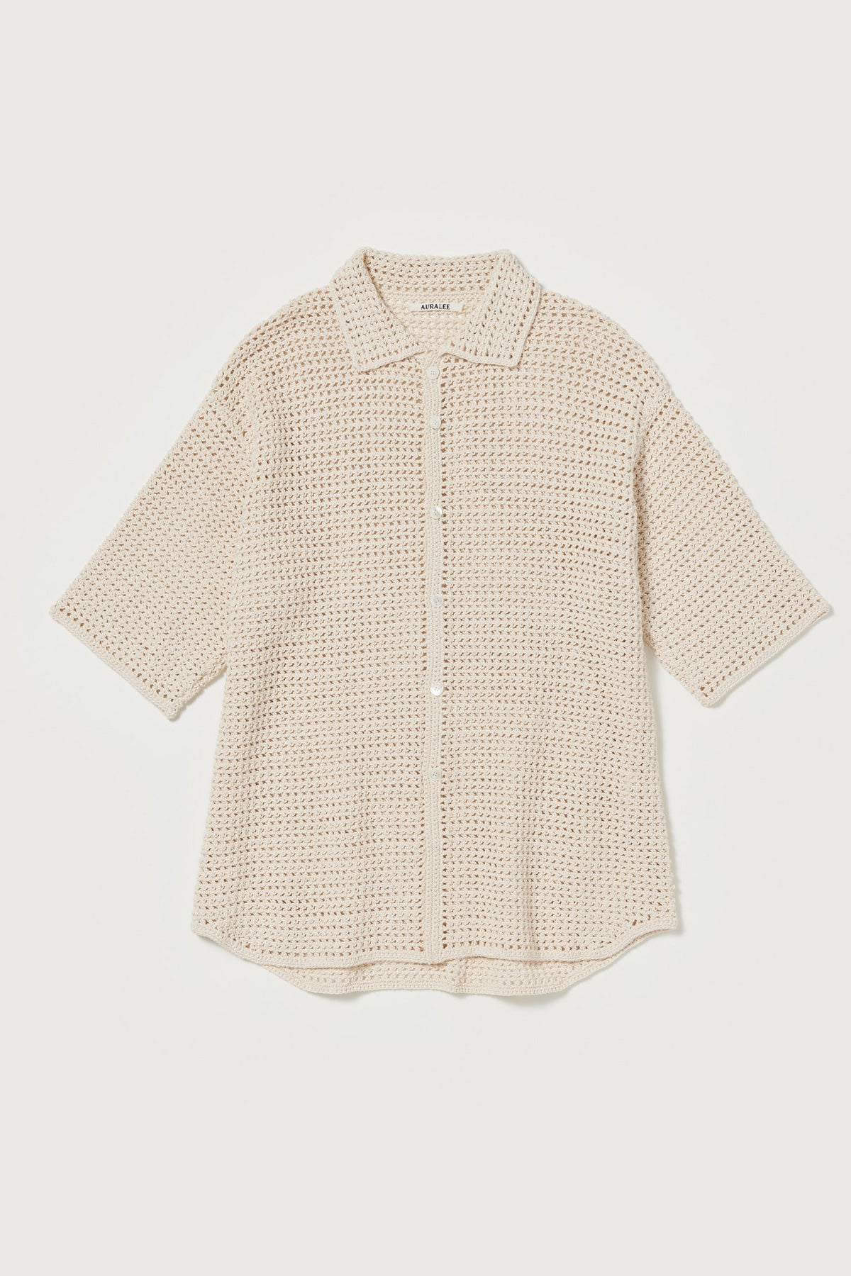 Auralee - Hand Crochet Knit Half Sleeved Shirt - Ivory - Canoe Club