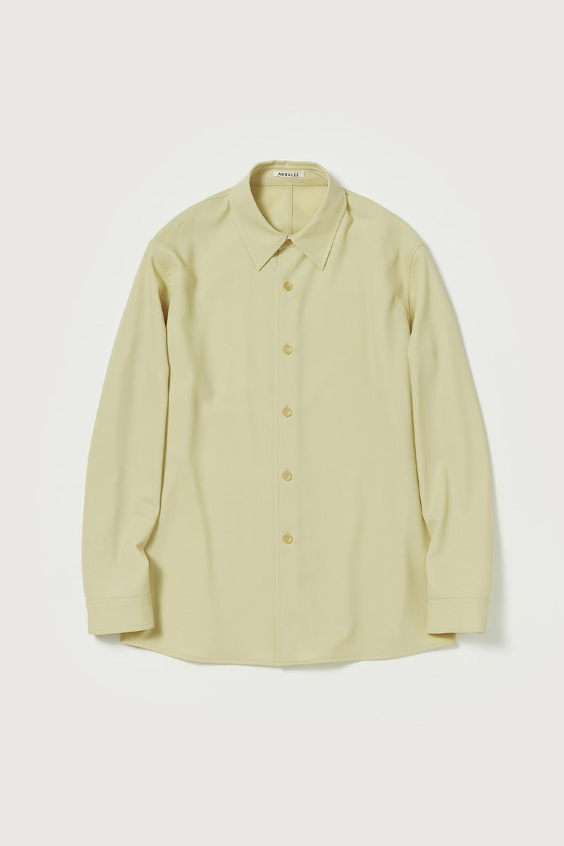 Auralee Hard Twist Wool Dobby Shirt | Light Beige | Canoe Club