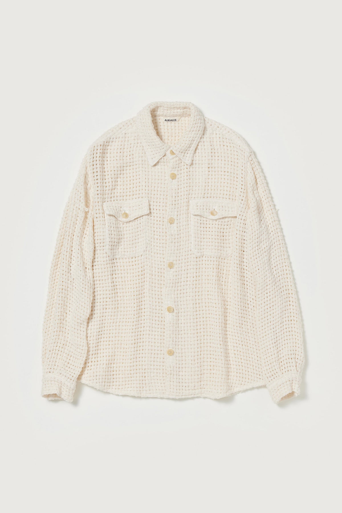 Auralee - Homespun Summer Tweed Mesh Shirt - Off White - Canoe Club