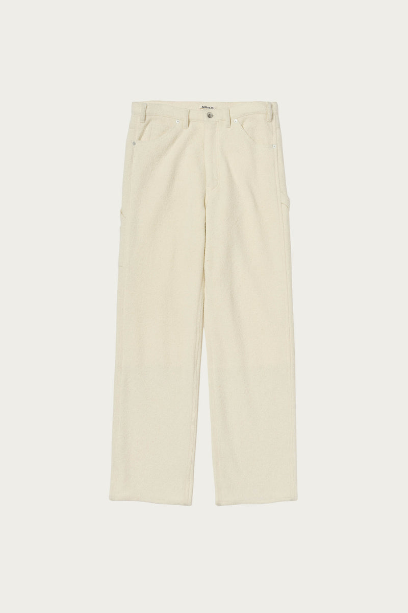 Auralee Homespun Tweed Painter Pants | Ivory White | Canoe Club