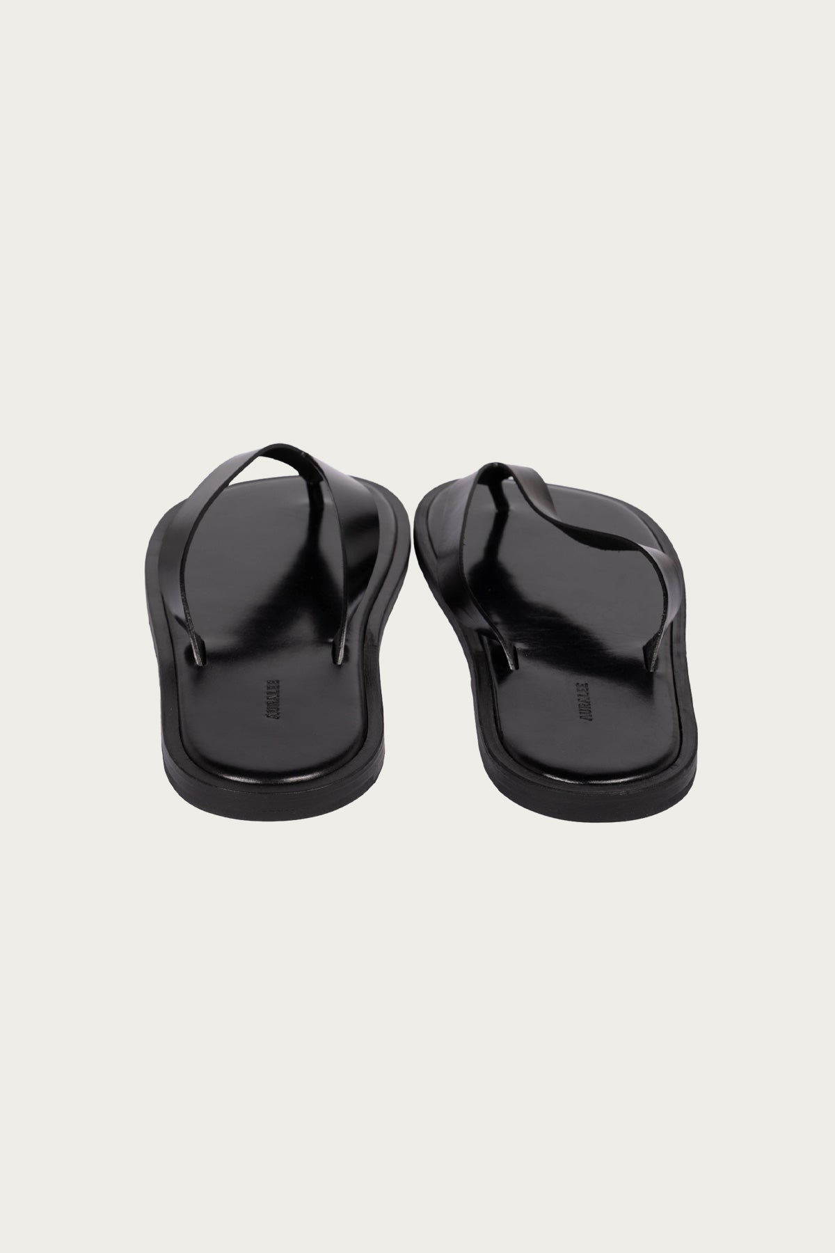Auralee - Leather Tong Sandals - Black - Canoe Club