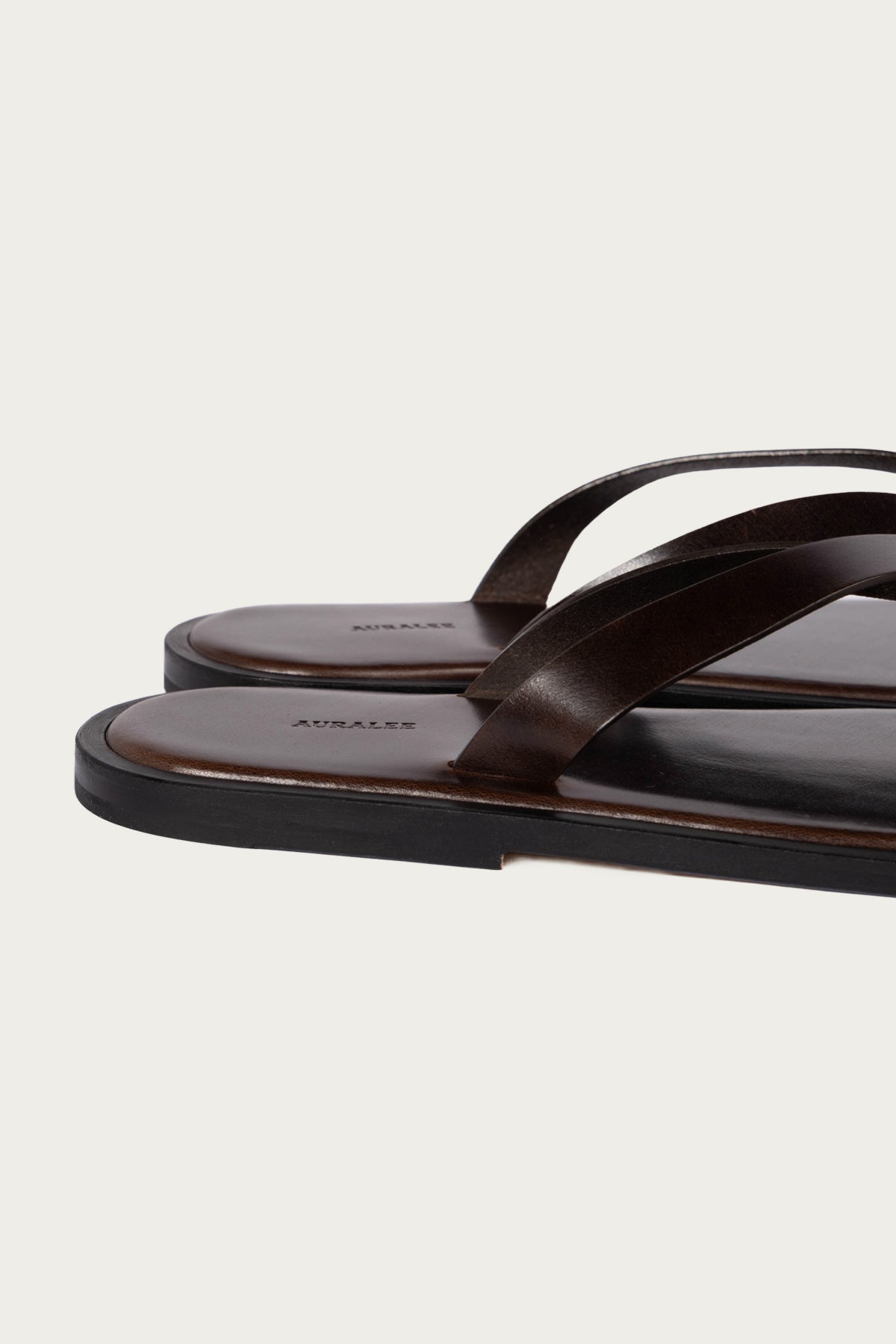 Auralee - Leather Tong Sandals - Brown - Canoe Club