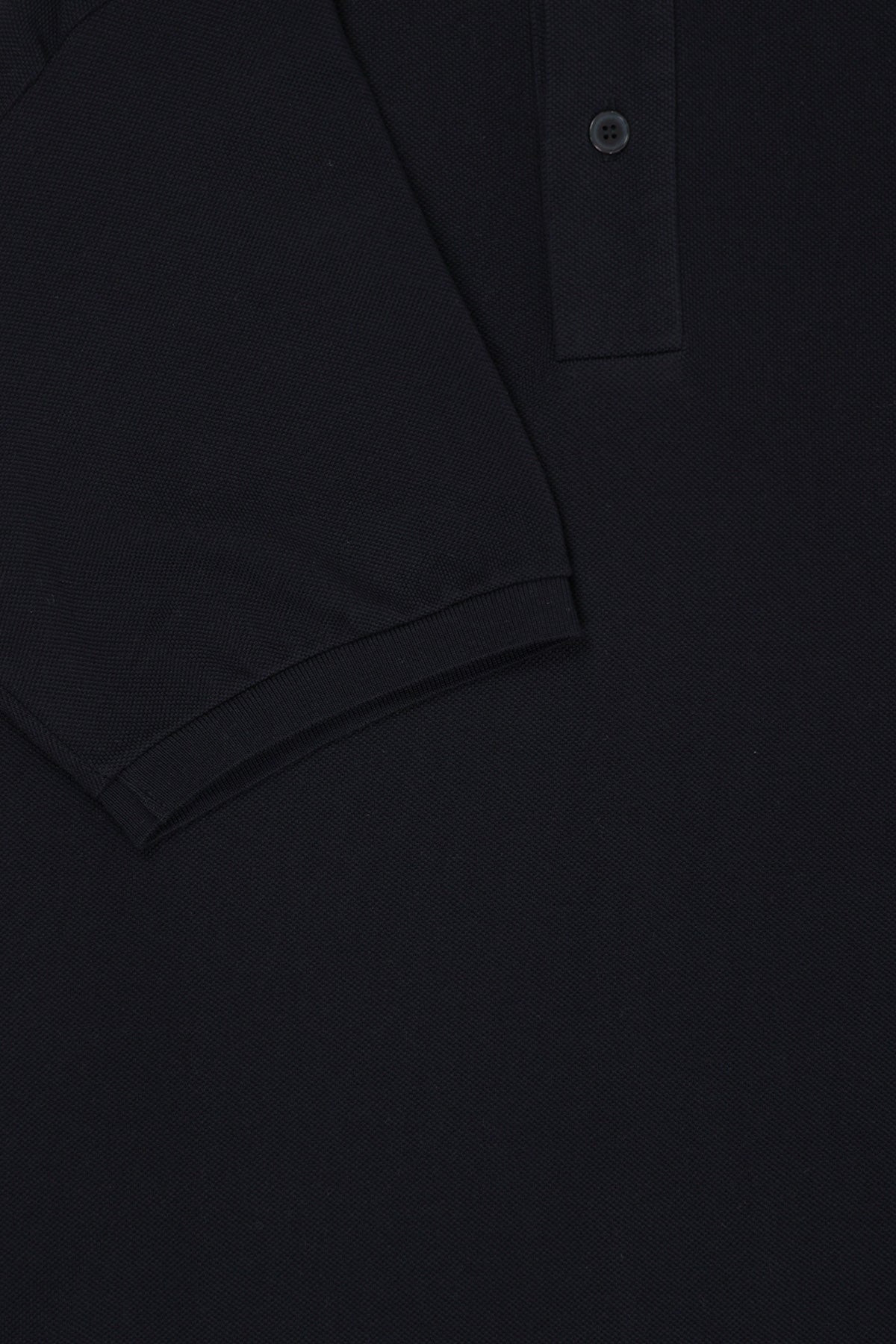 Auralee - Super Fine Cotton Pique Big Polo - Black - Canoe Club