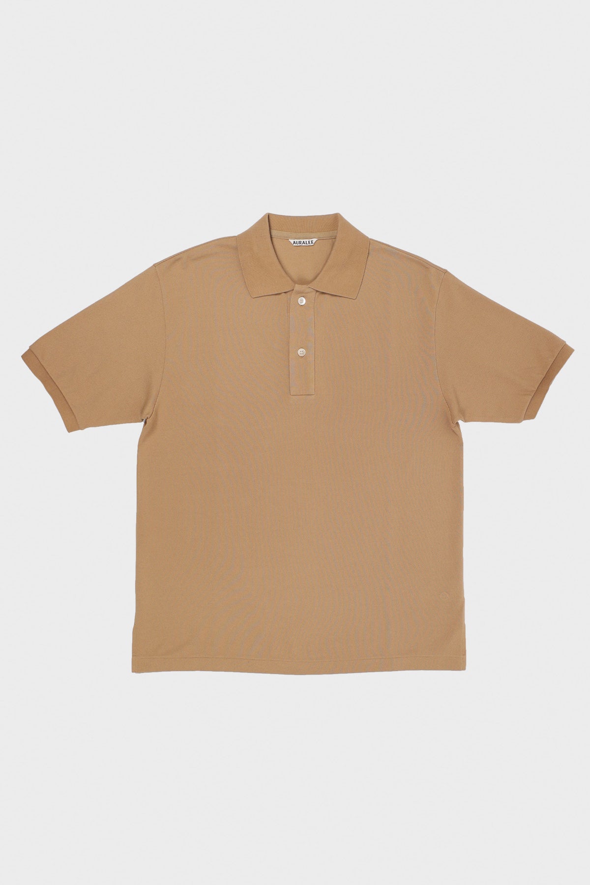 Auralee - Super Fine Cotton Pique Big Polo - Light Brown - Canoe Club