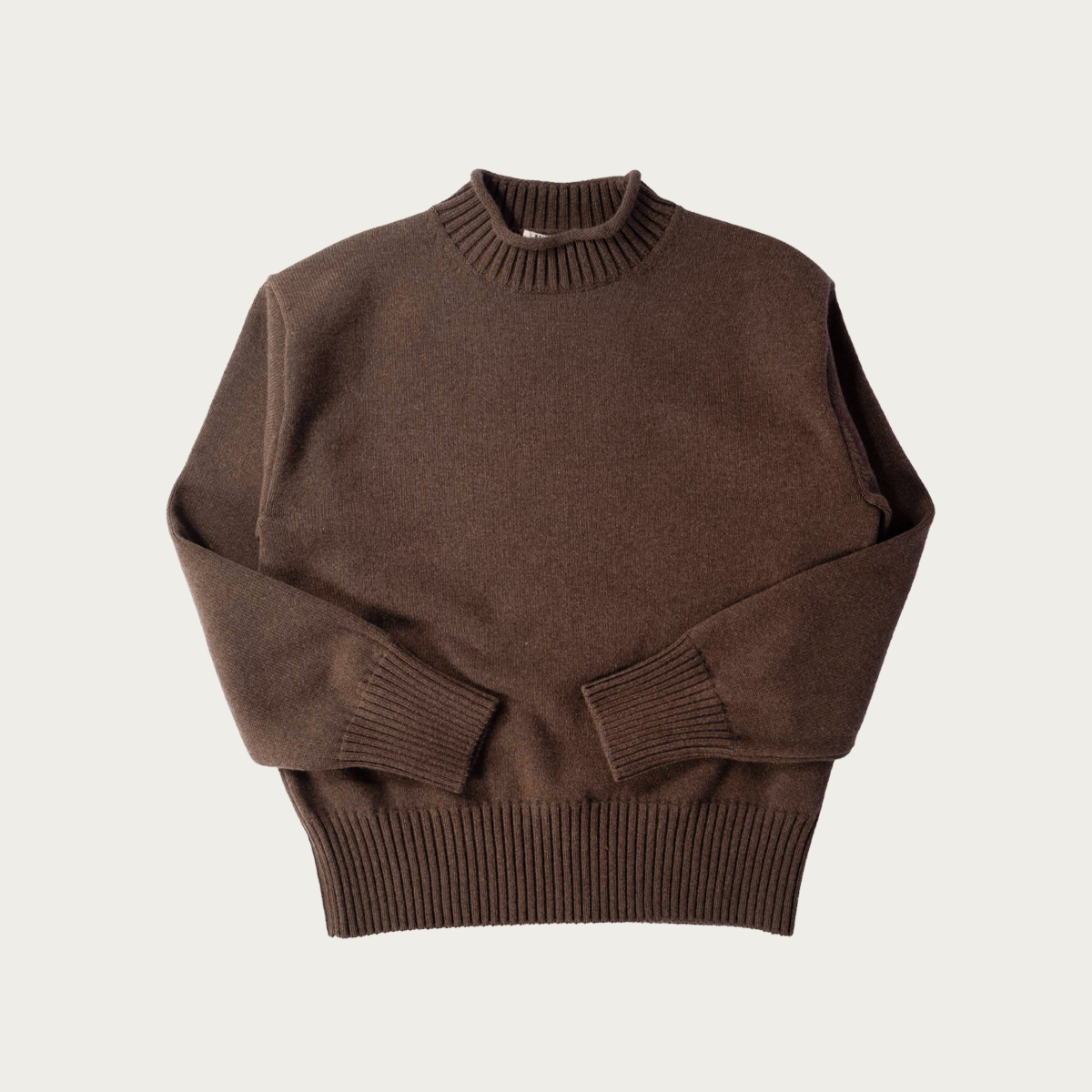Auralee Super Fine Wool Knit Mock Neck P/O | Top Brown | Canoe Club