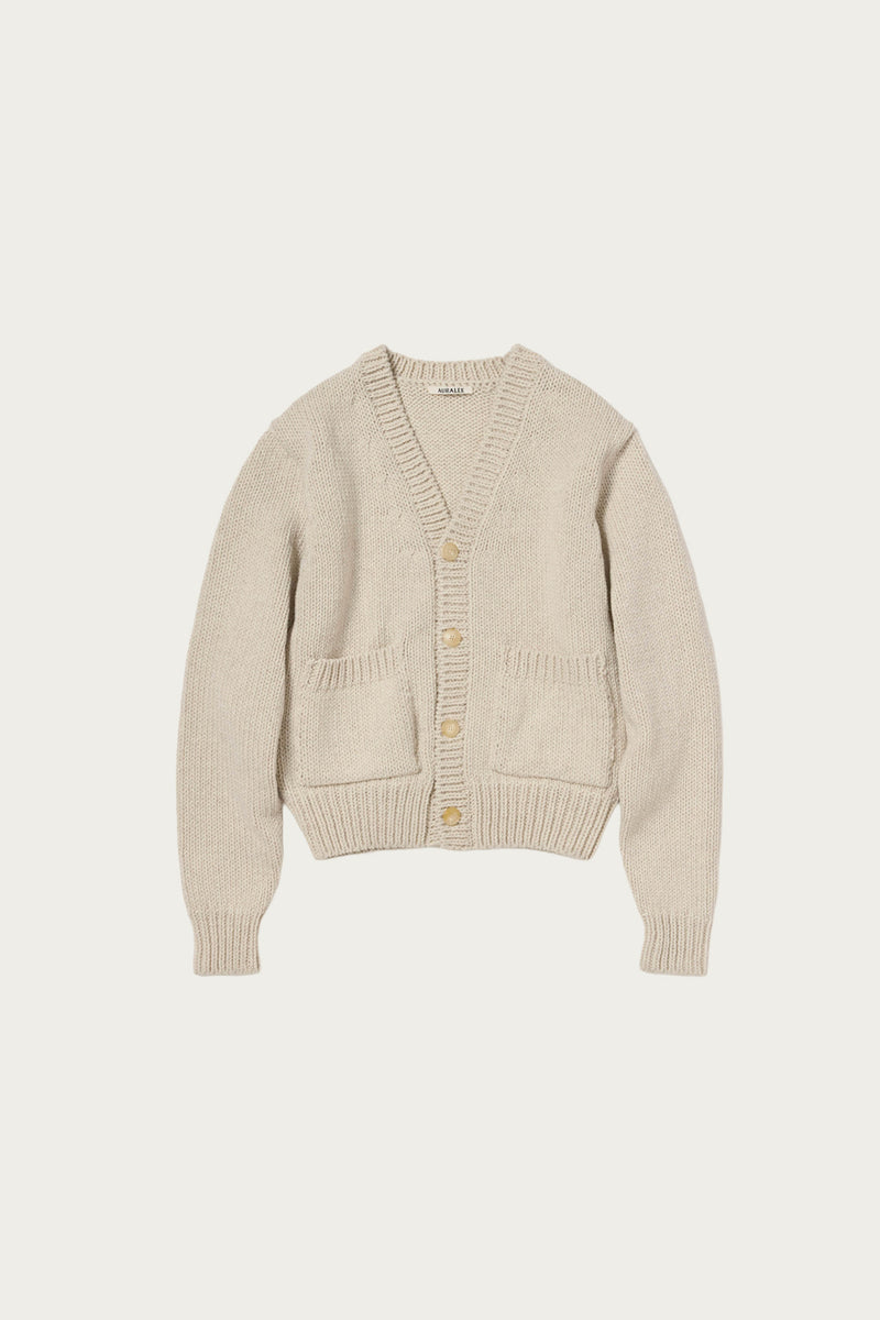 トップス AURALEE FELT WOOL YARN KNIT CARDIGAN Auralee Wool Cashmere Felted Knit Cardigan | Ivory | Canoe Club