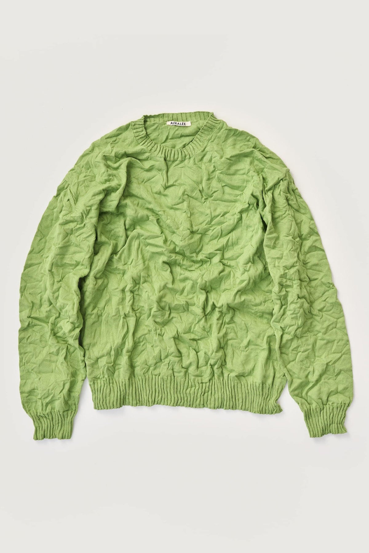 Auralee - Wrinkled Dry Cotton Knit P/O - Sage Green - Canoe Club